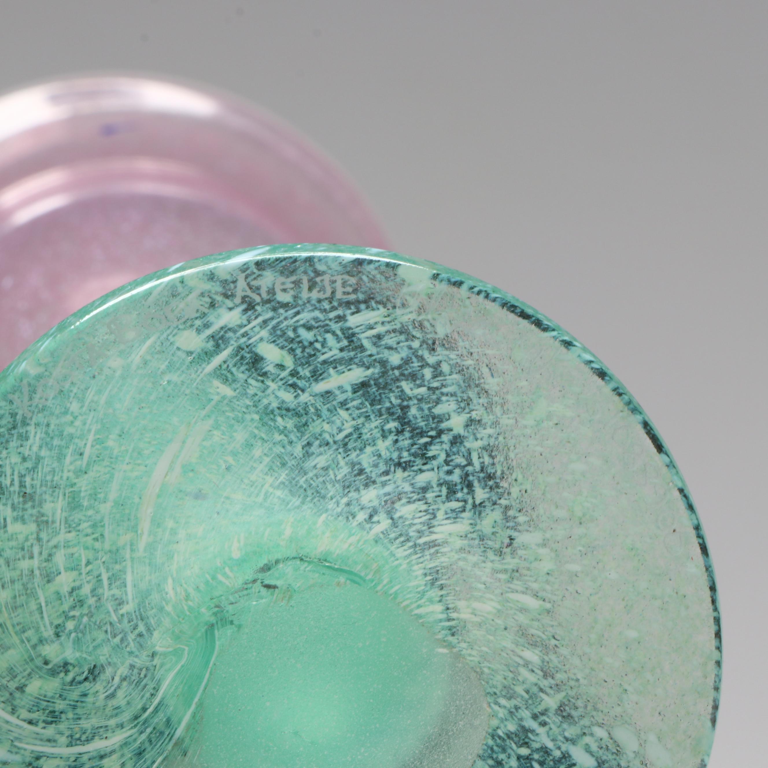 Ulrica Hydman-Vallien for Kosta Boda "Atelje" Tulip Art Glass Wine Glass