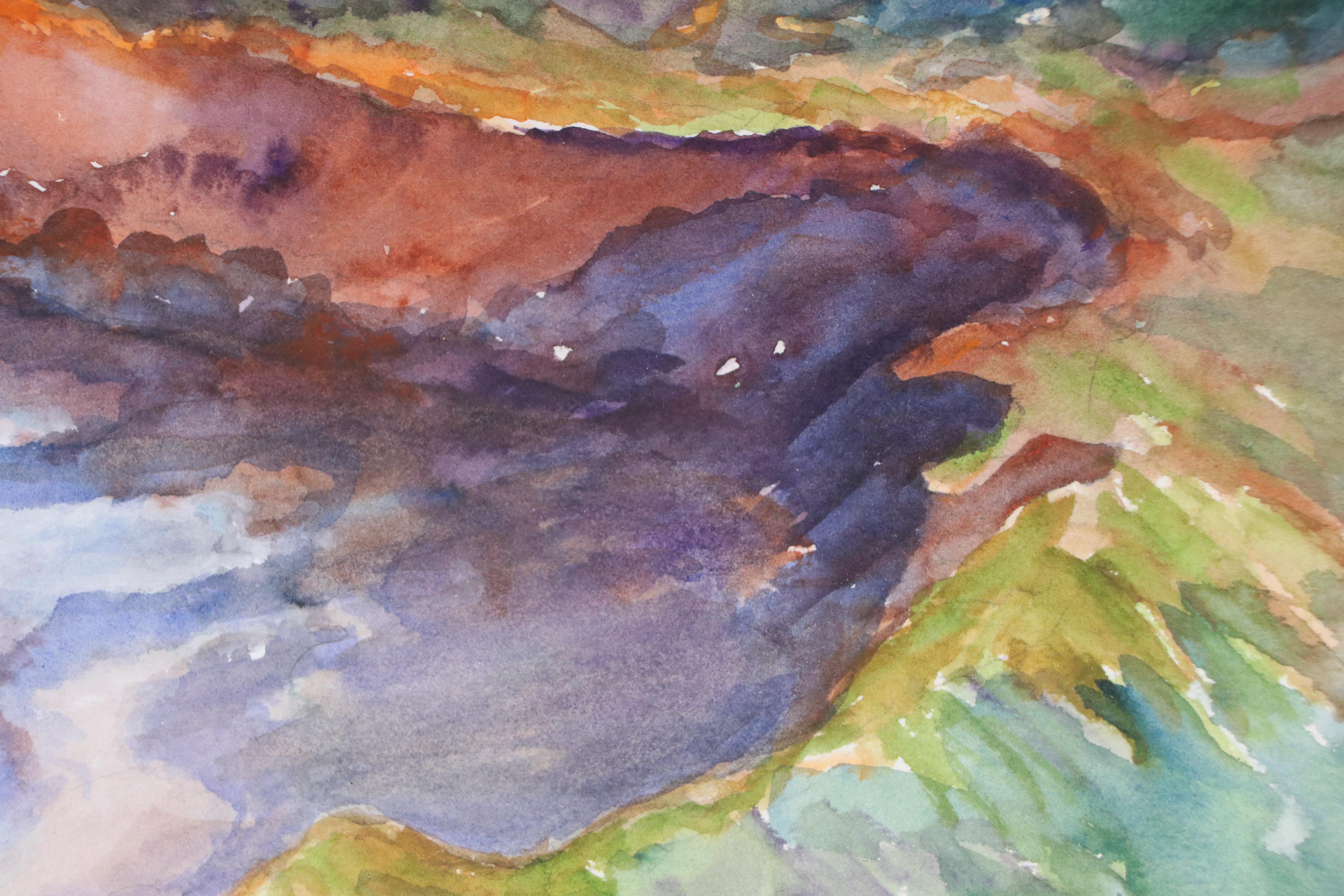 Nancy Pennington Watercolor Painting "Sunrise on the Island," Late 20th Century