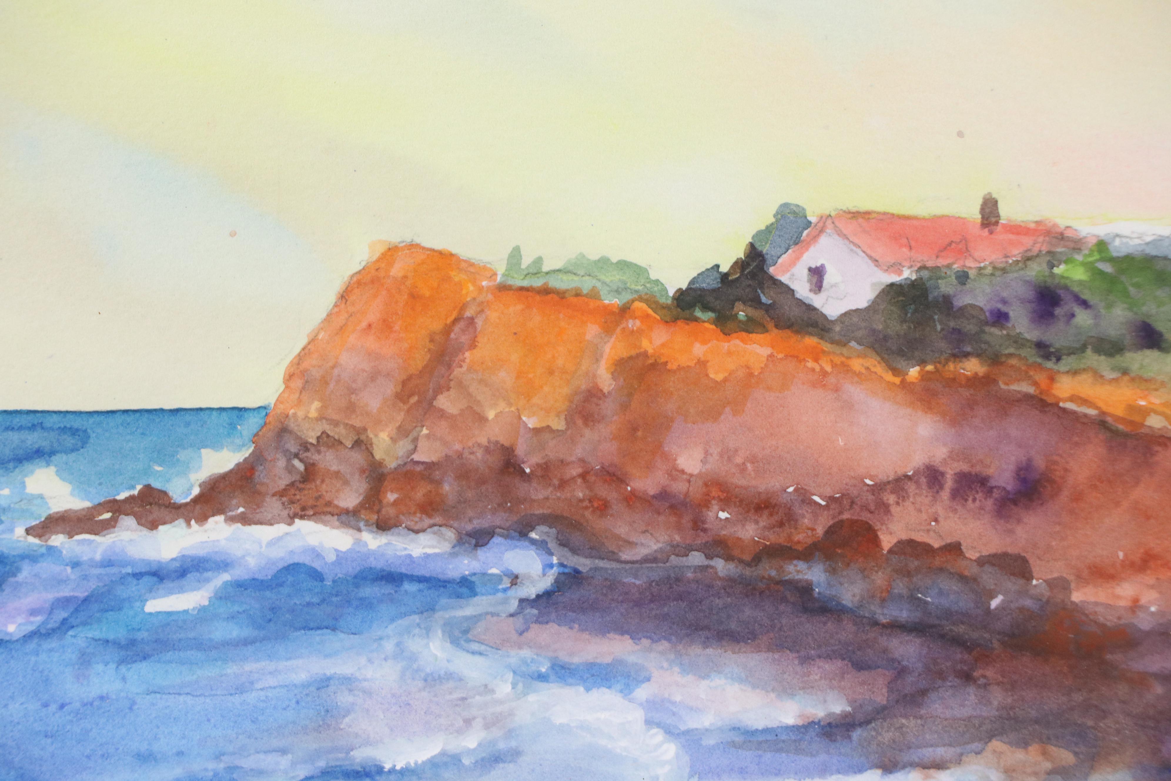 Nancy Pennington Watercolor Painting "Sunrise on the Island," Late 20th Century
