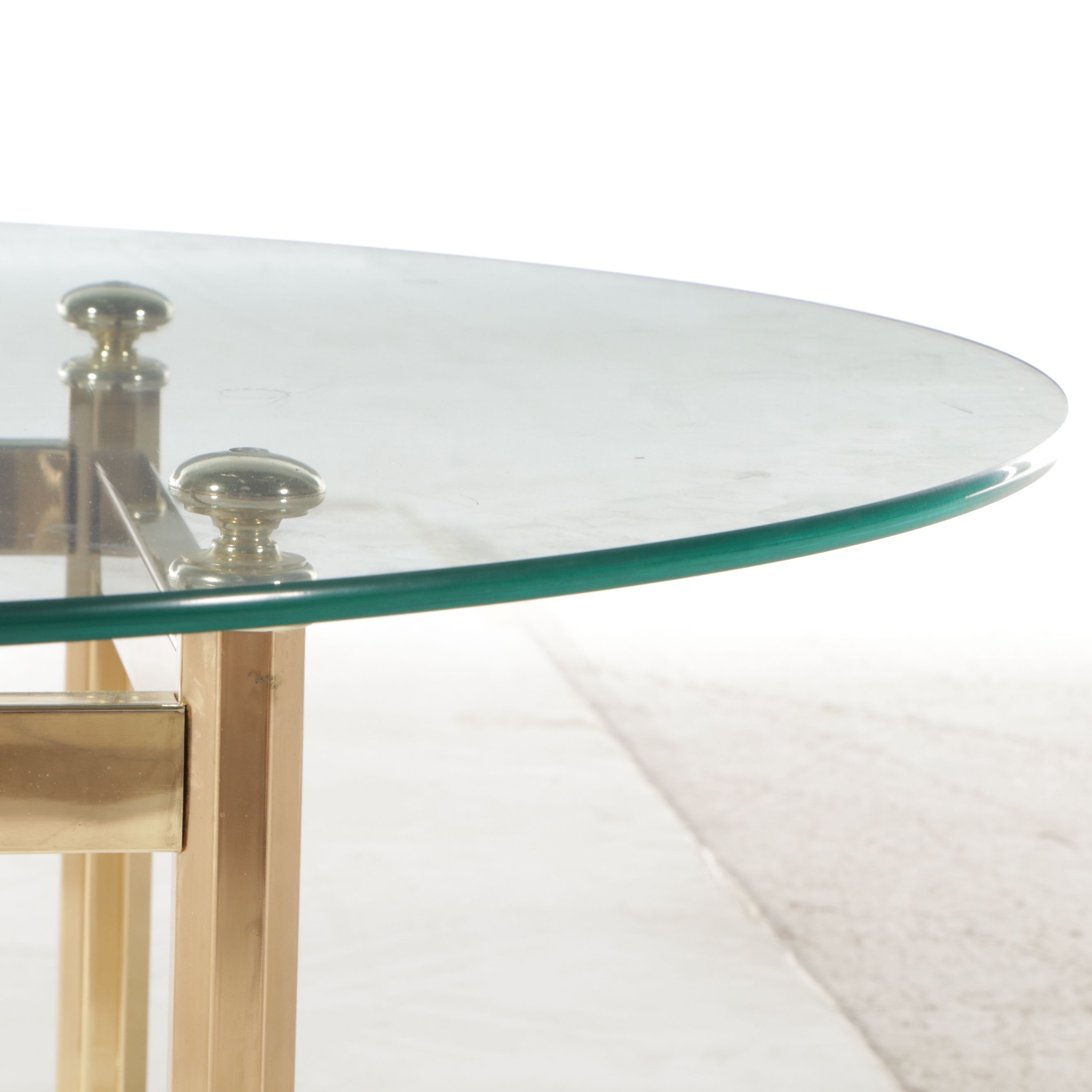 Hollywood Regency Glass Top Brass Coffee Table, Mid to Late 20th Century