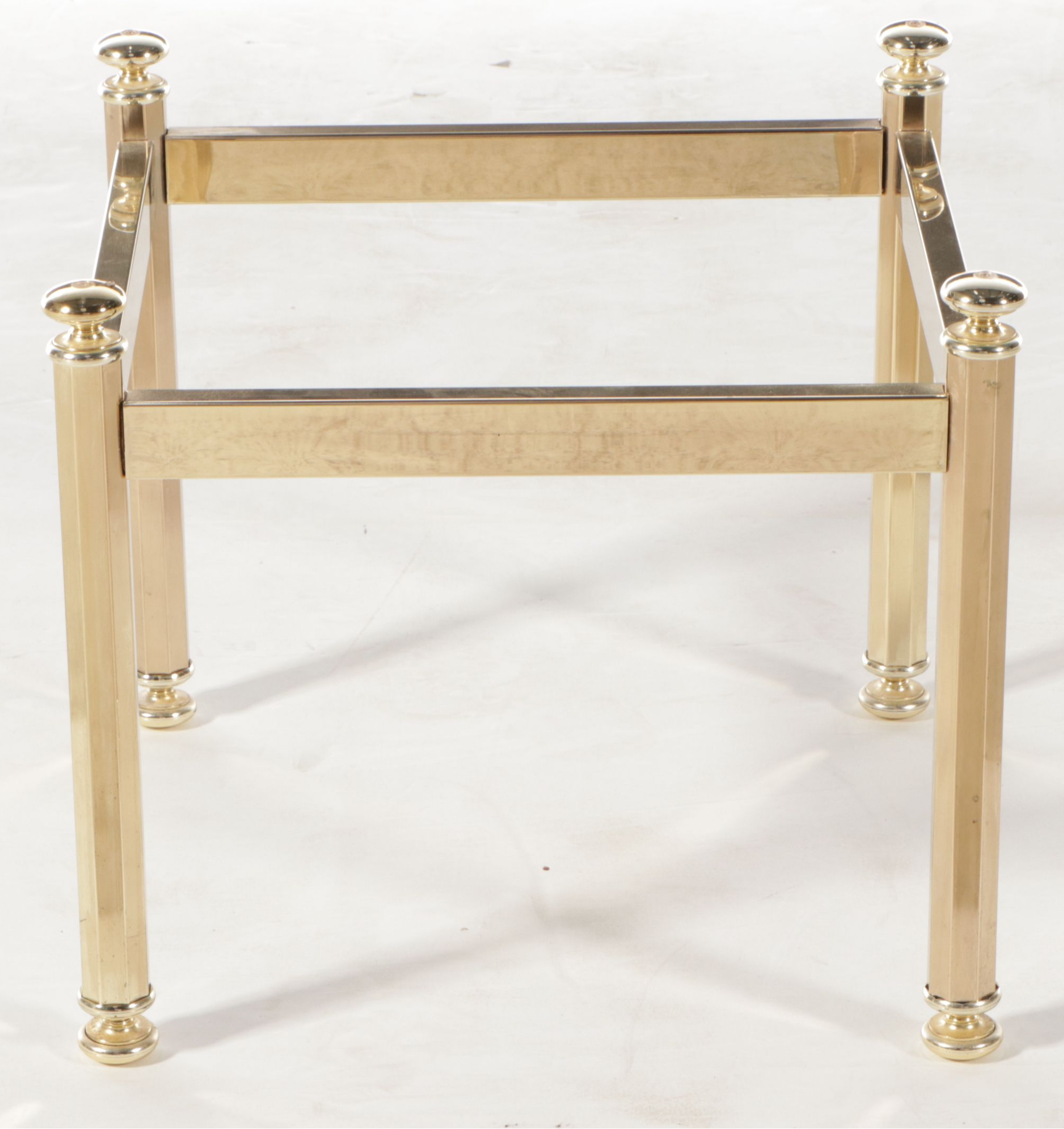 Hollywood Regency Glass Top Brass Coffee Table, Mid to Late 20th Century