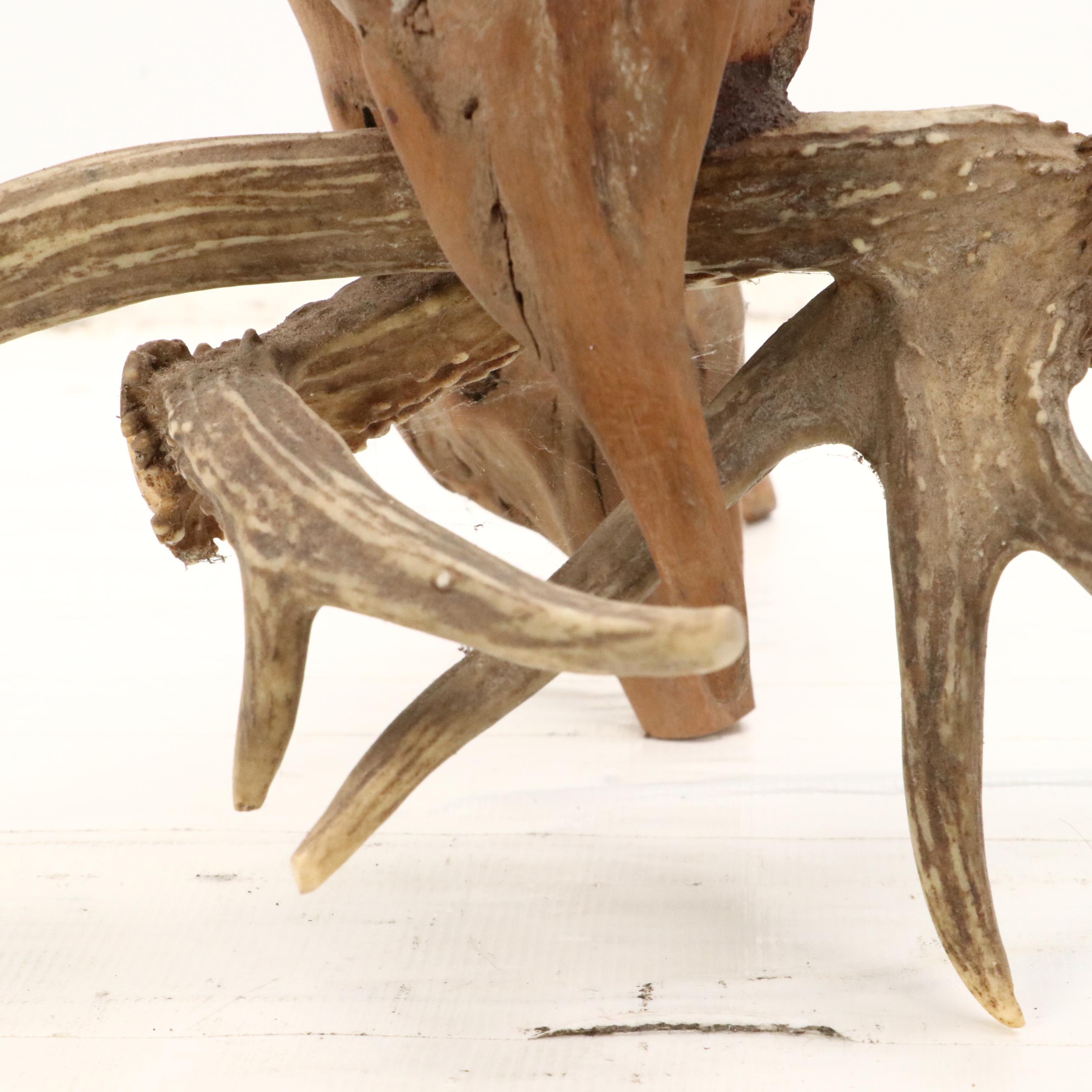 Robert Beaven Organic Found Cedar Wood and Antler Sculpture