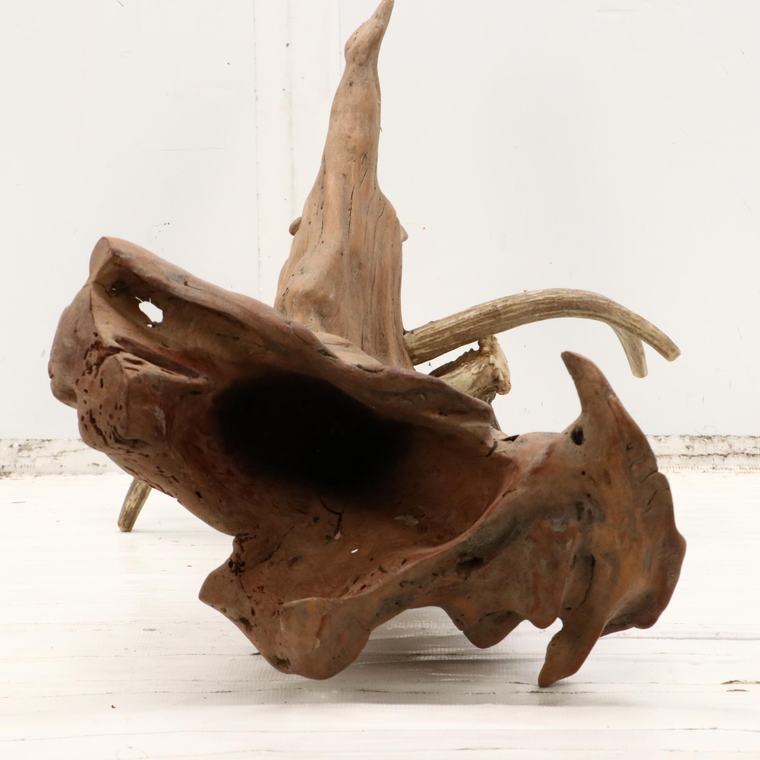 Robert Beaven Organic Found Cedar Wood and Antler Sculpture