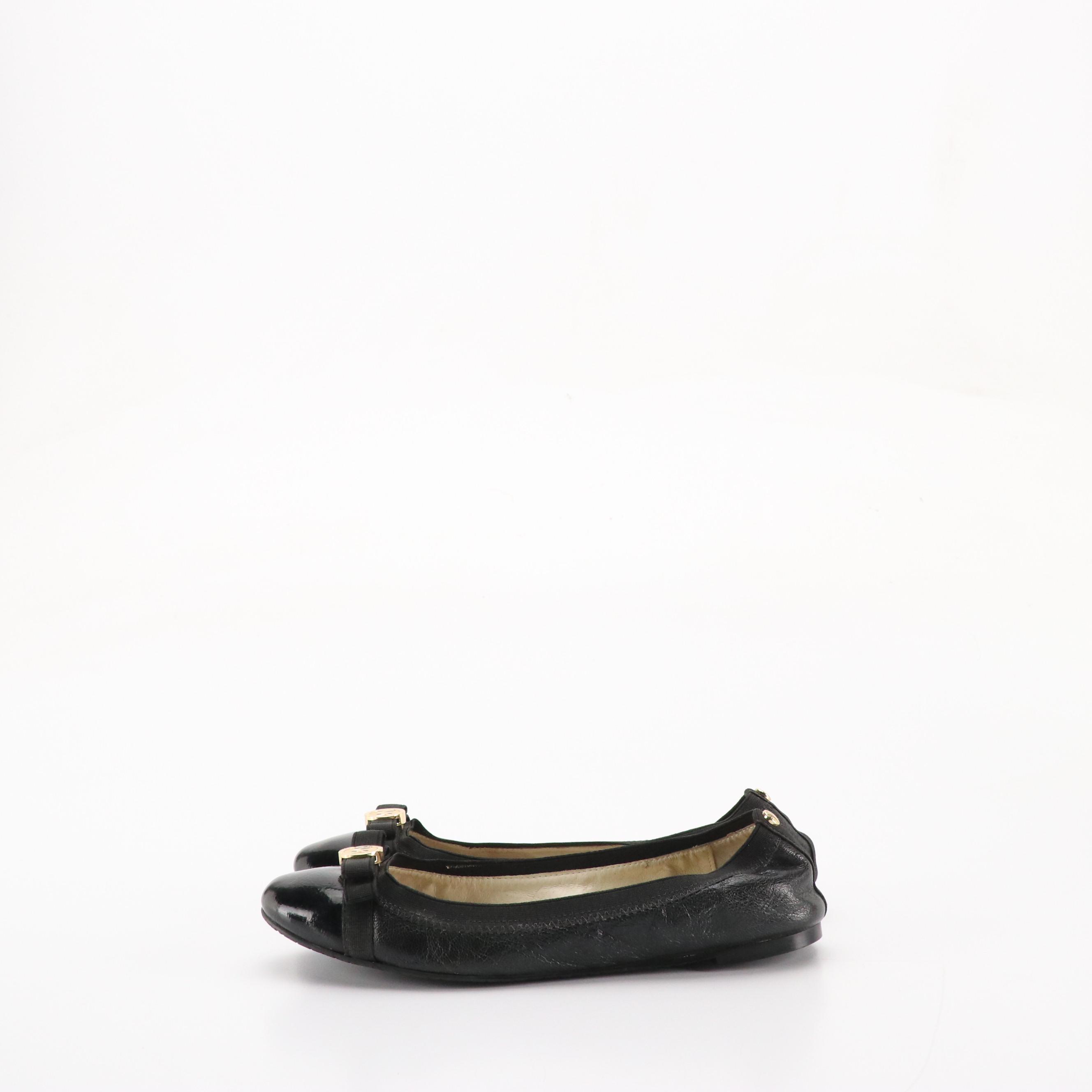 Michael Michael Kors Dixie Bow Ballet and Lillie Moccasin Flats in Black Leather