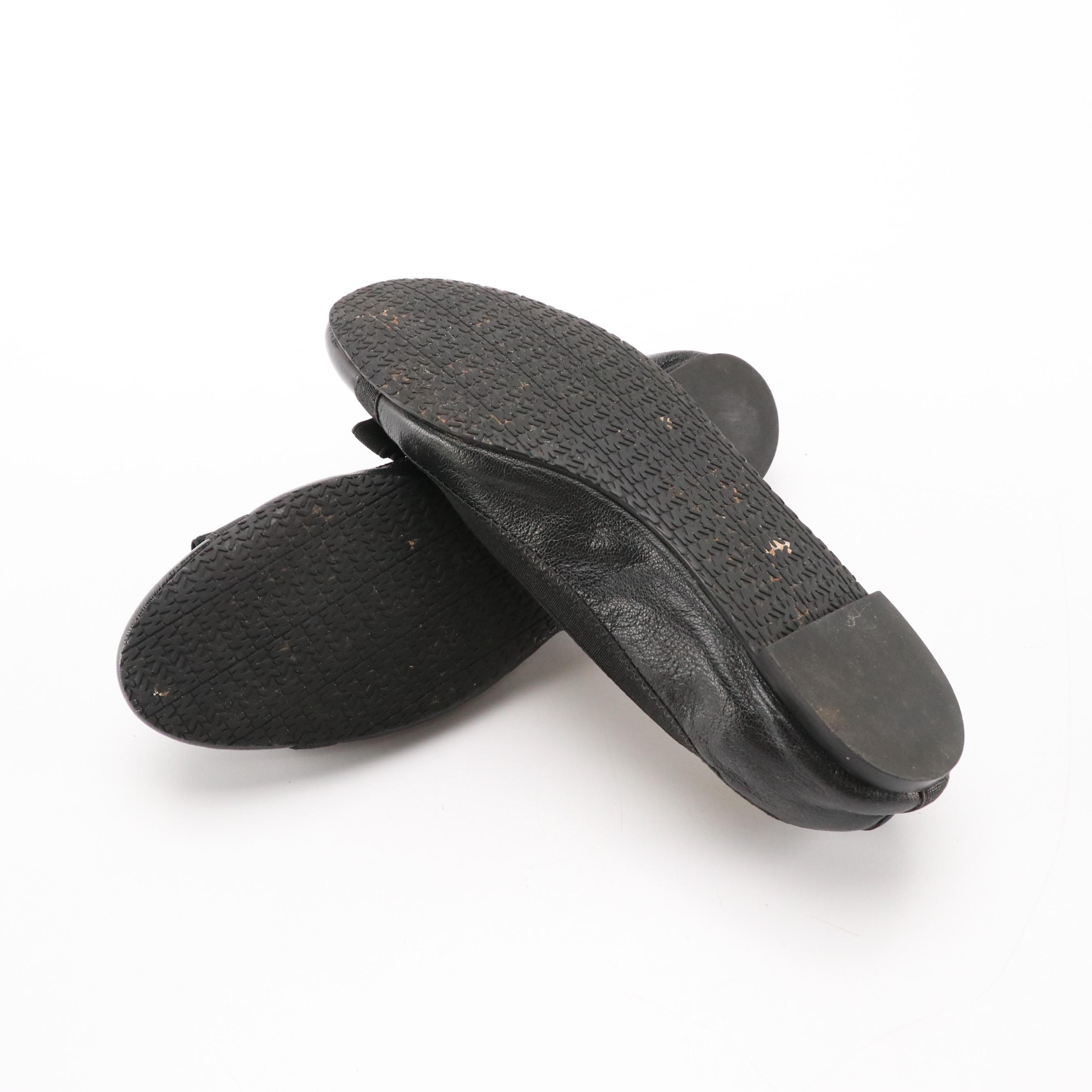 Michael Michael Kors Dixie Bow Ballet and Lillie Moccasin Flats in Black Leather