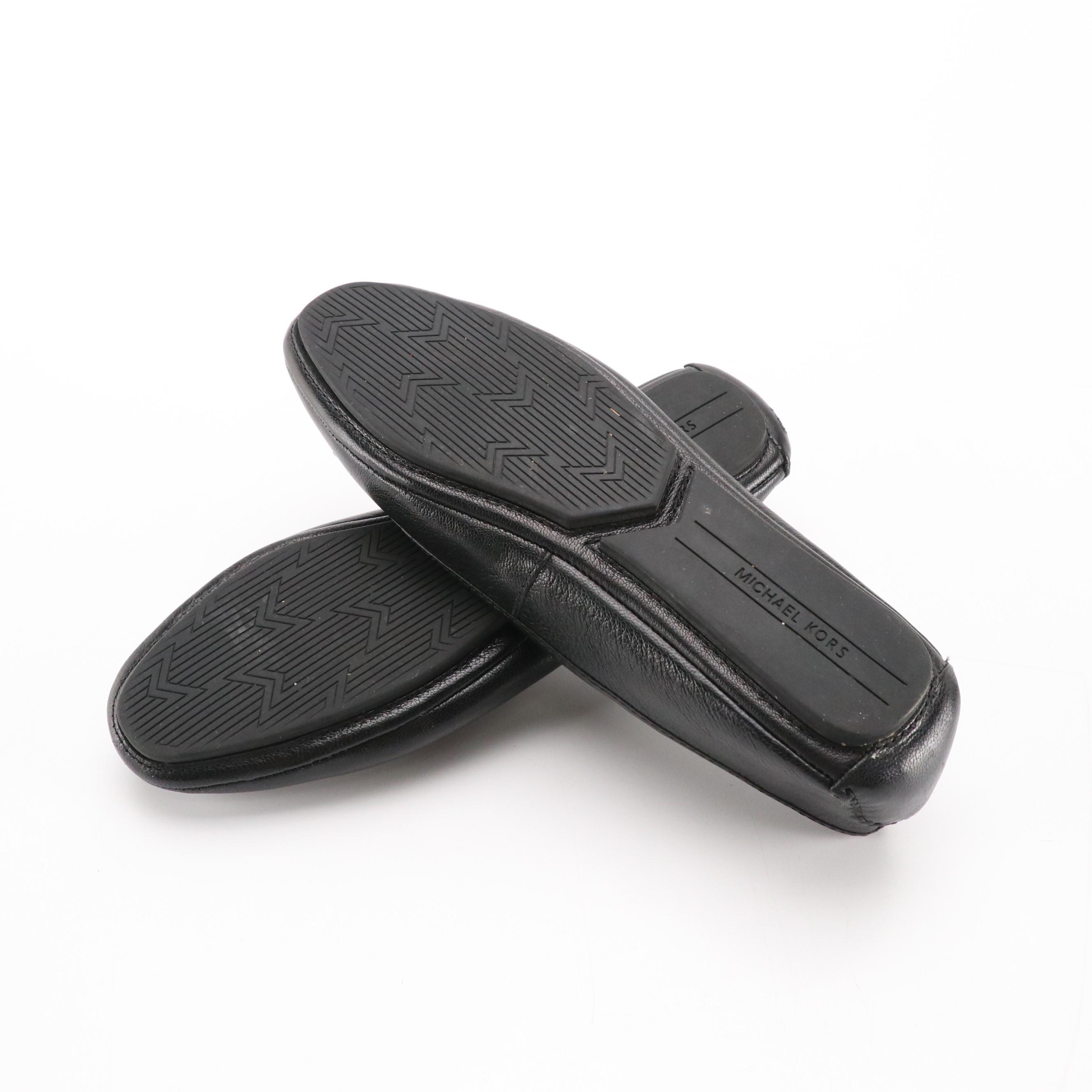 Michael Michael Kors Dixie Bow Ballet and Lillie Moccasin Flats in Black Leather