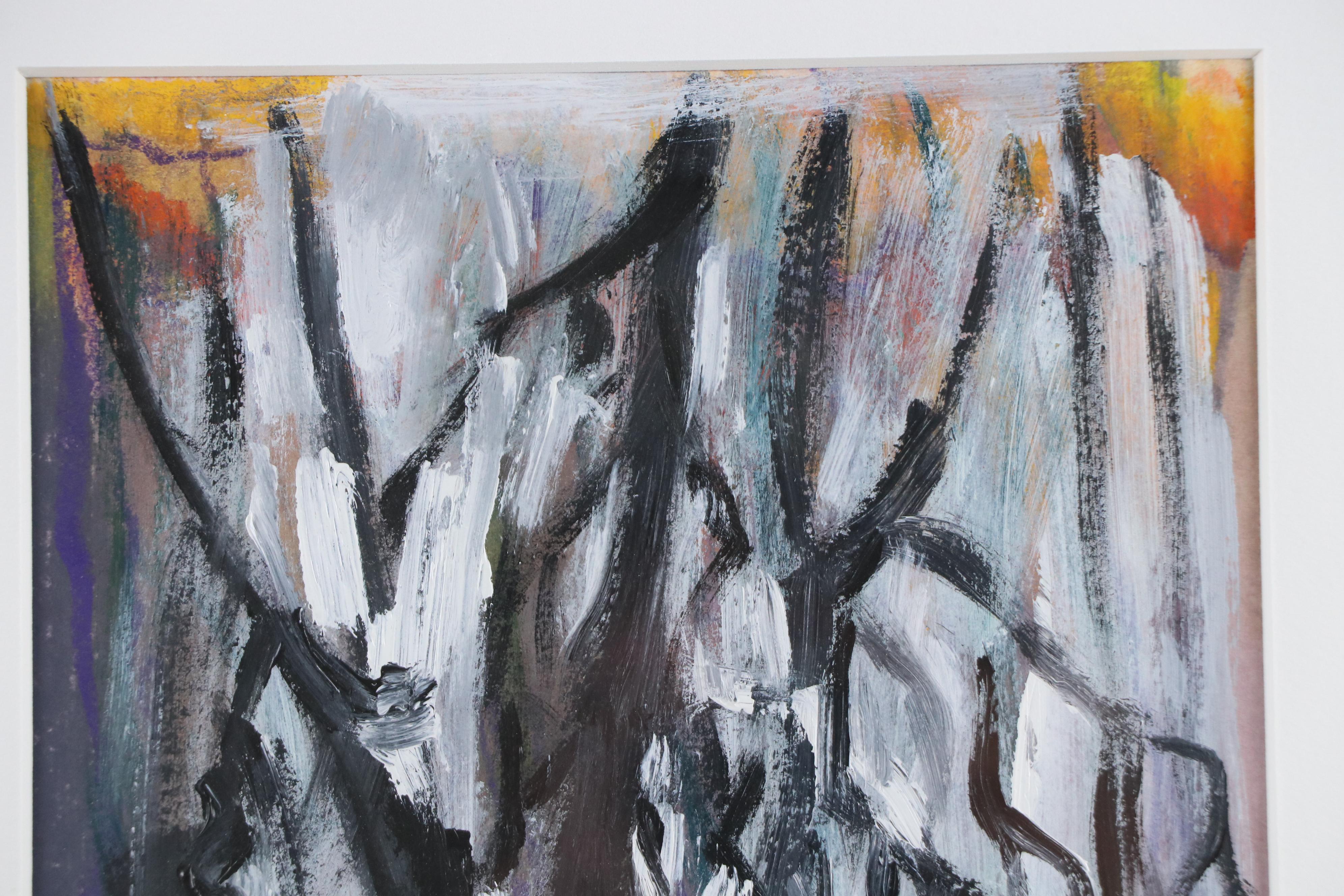 East Asian Abstract Acrylic Painting, Mid-20th Century