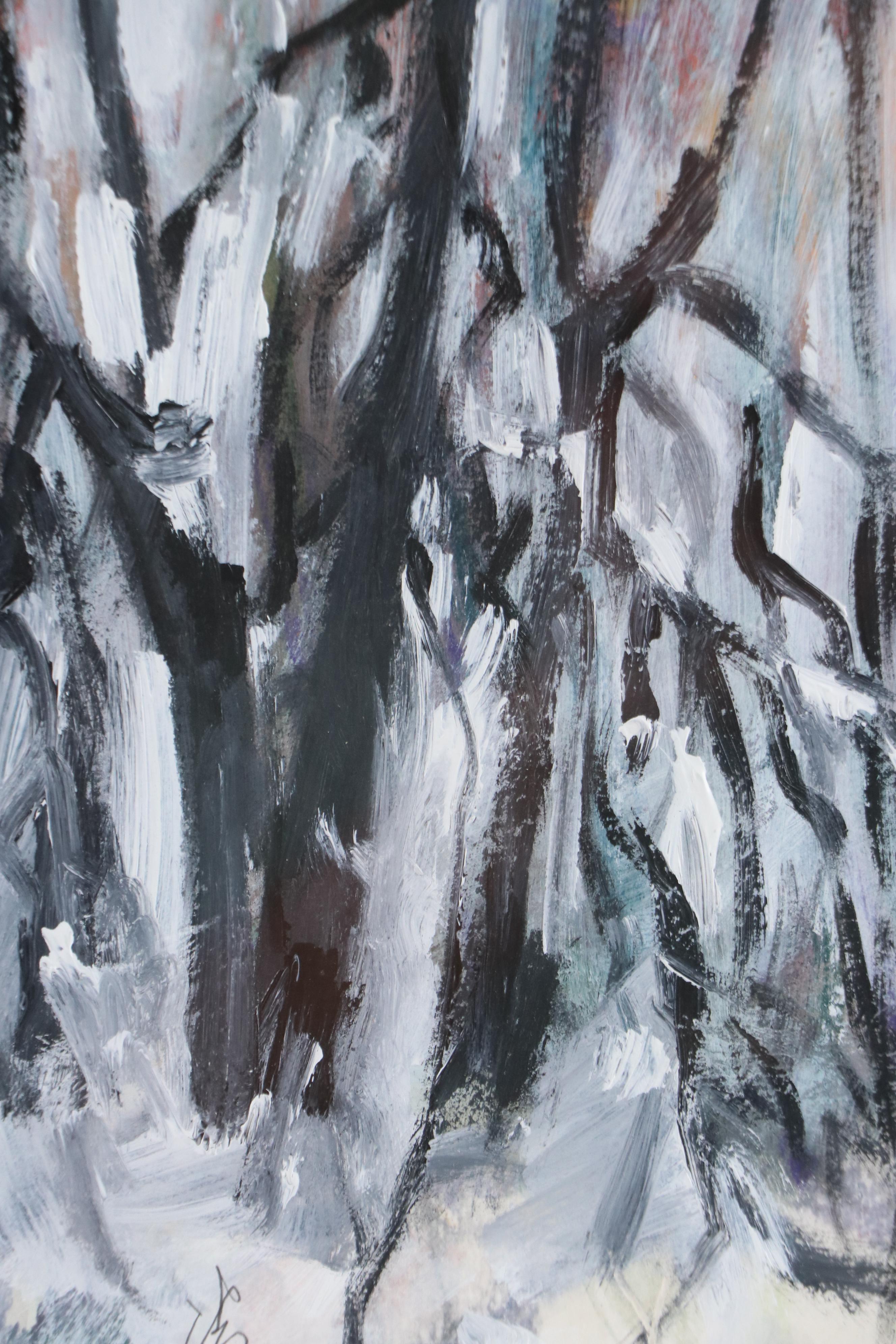 East Asian Abstract Acrylic Painting, Mid-20th Century