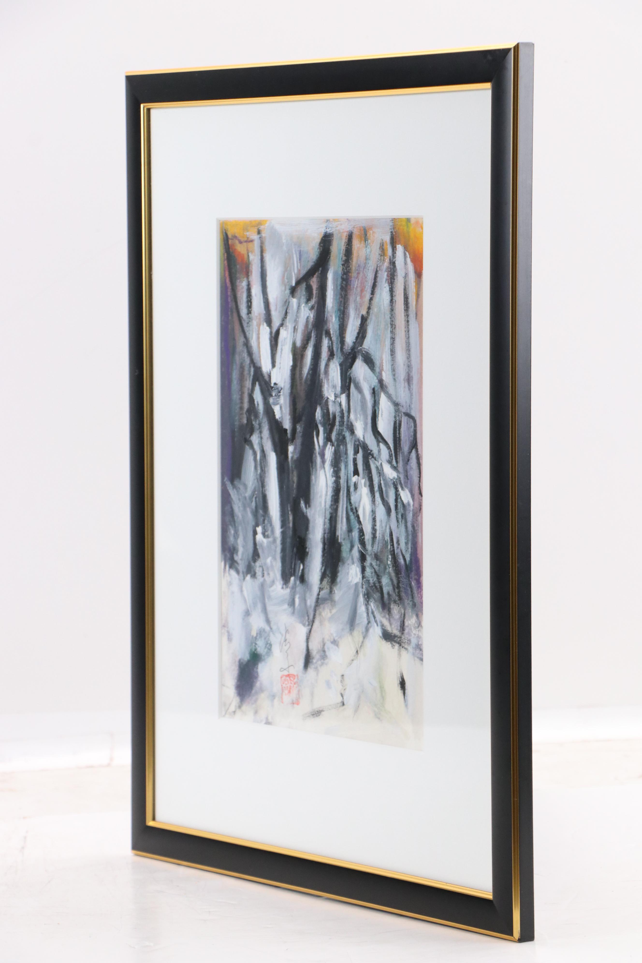 East Asian Abstract Acrylic Painting, Mid-20th Century