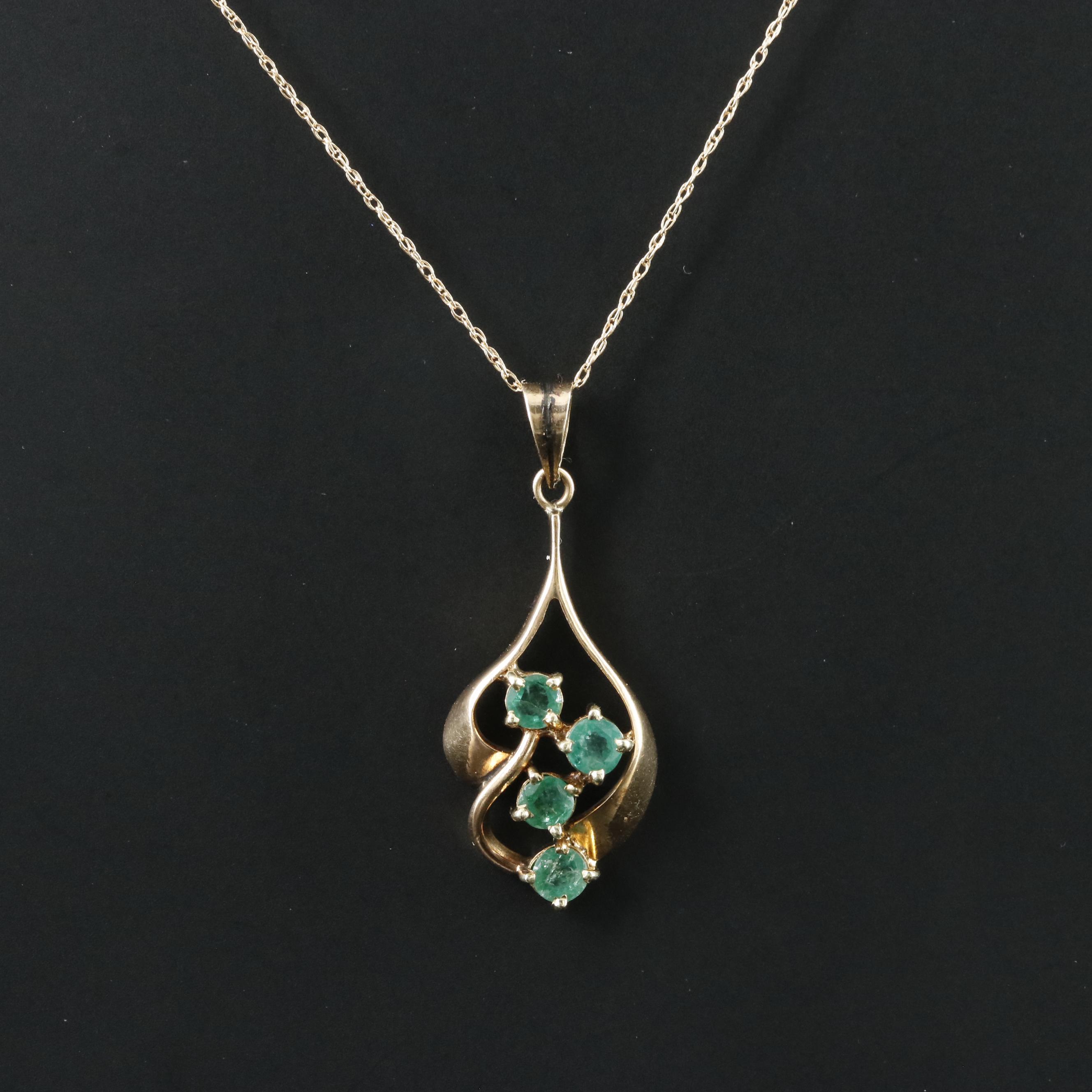 14K Emerald Pendant Necklace