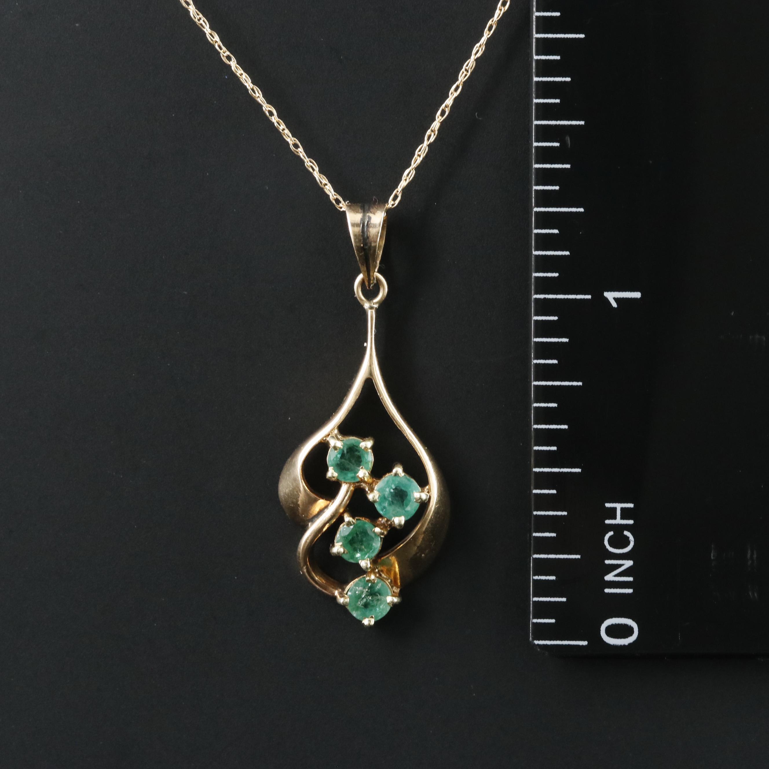 14K Emerald Pendant Necklace