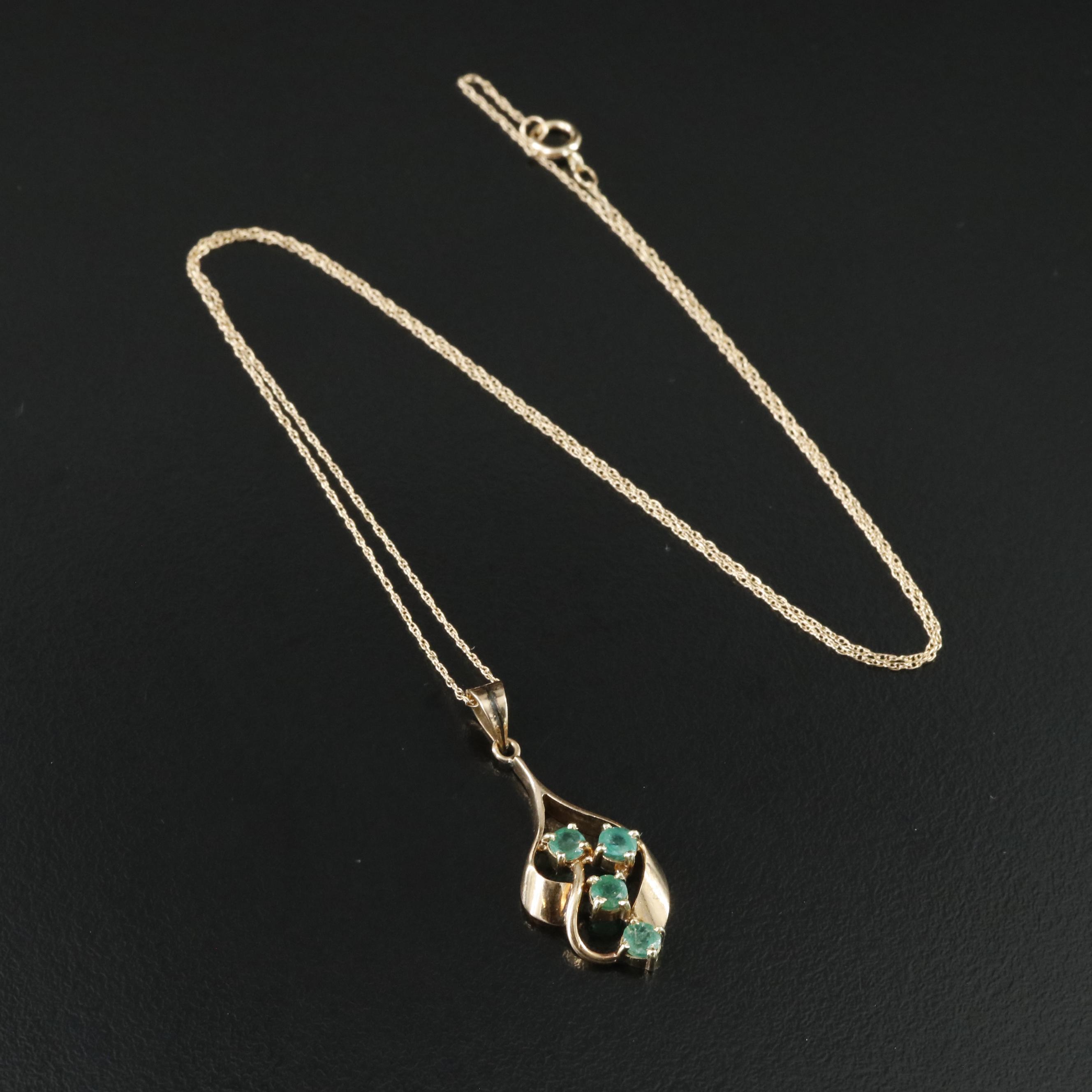 14K Emerald Pendant Necklace