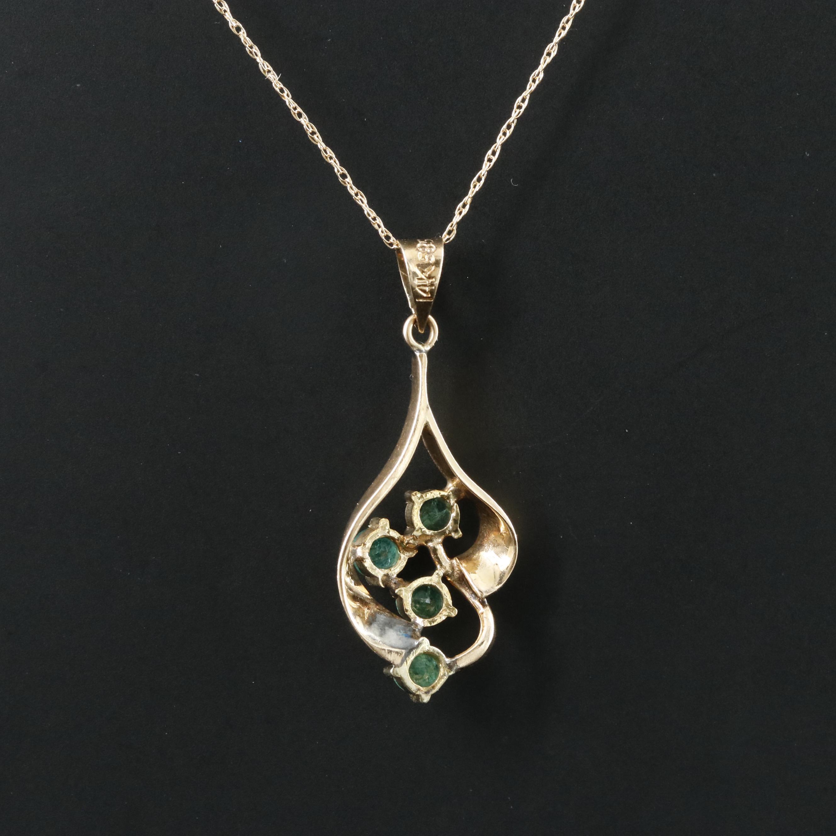 14K Emerald Pendant Necklace