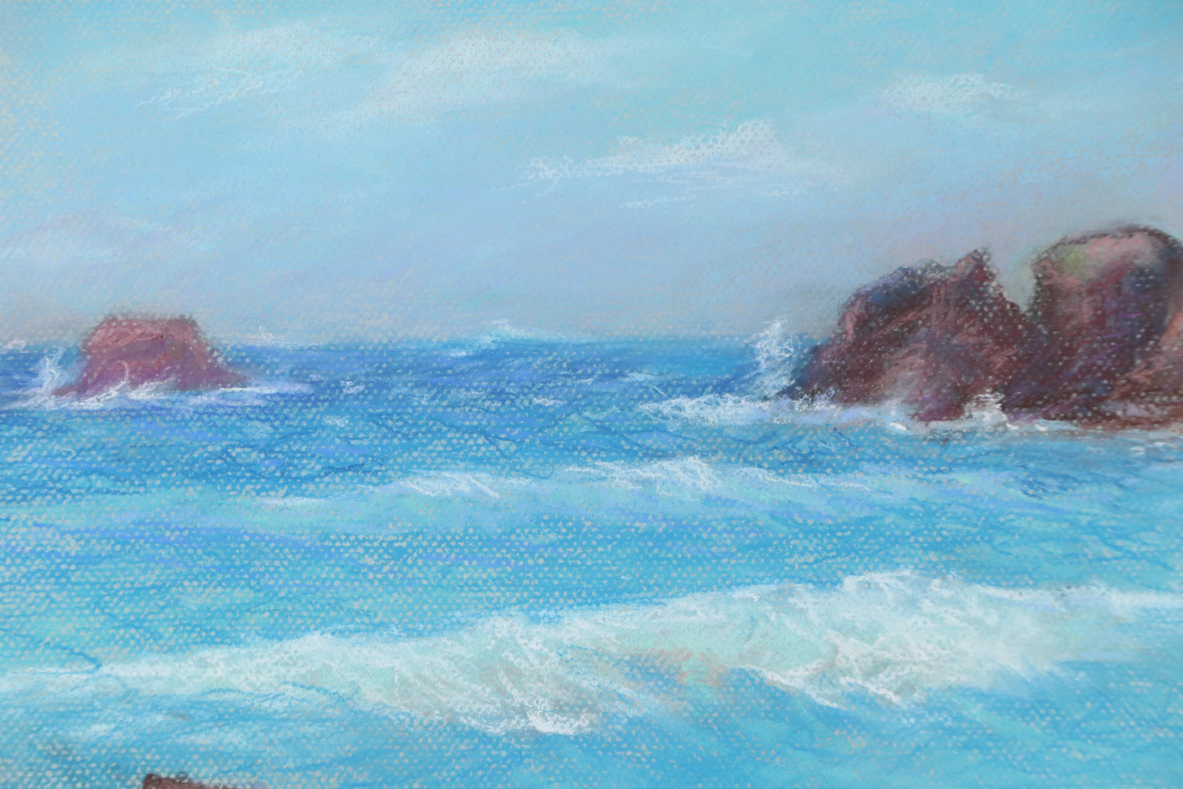 M. M. Wasielewski Pastel Drawing of Beach Scene, 1994