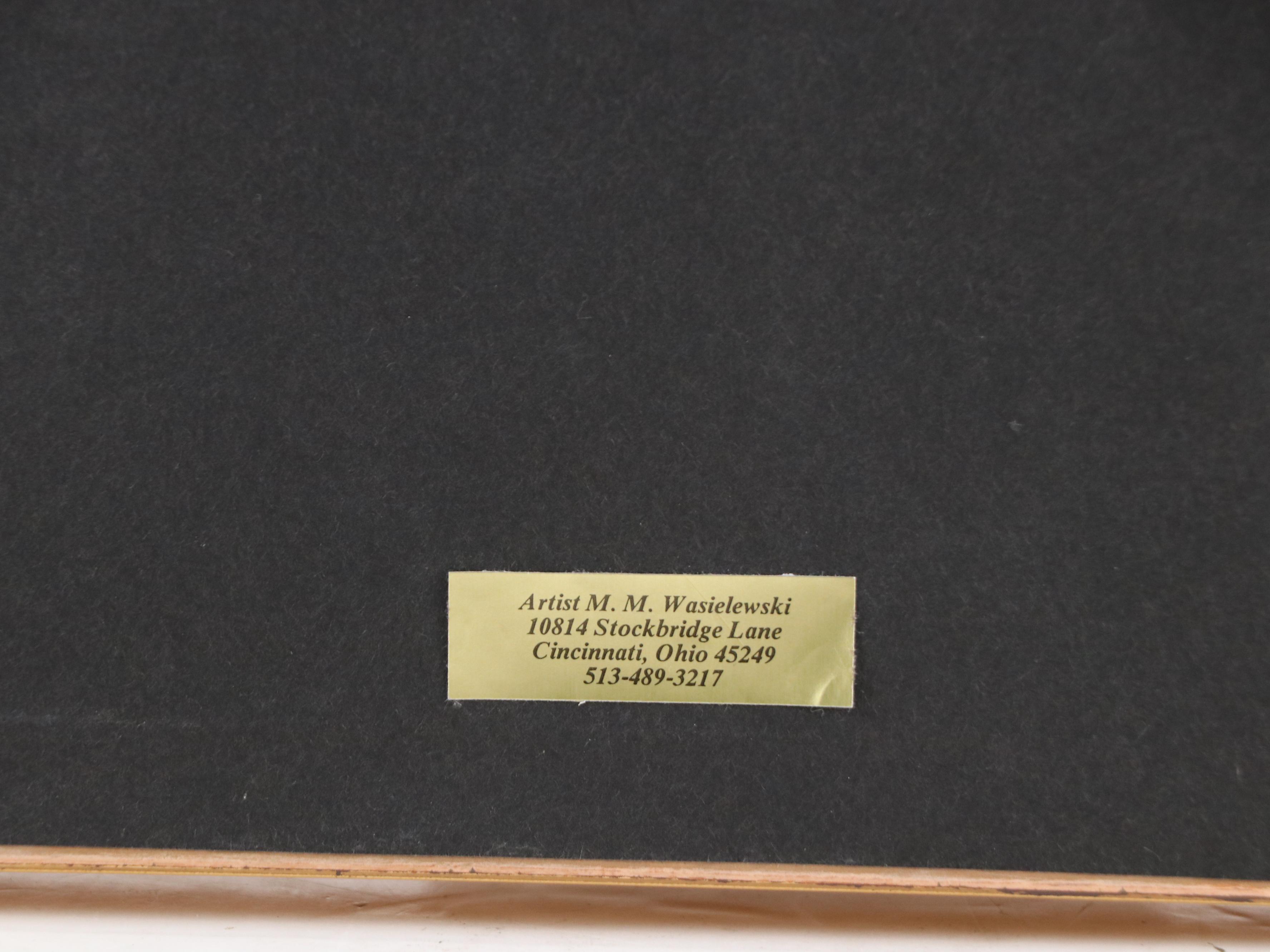 M. M. Wasielewski Pastel Drawing of Beach Scene, 1994