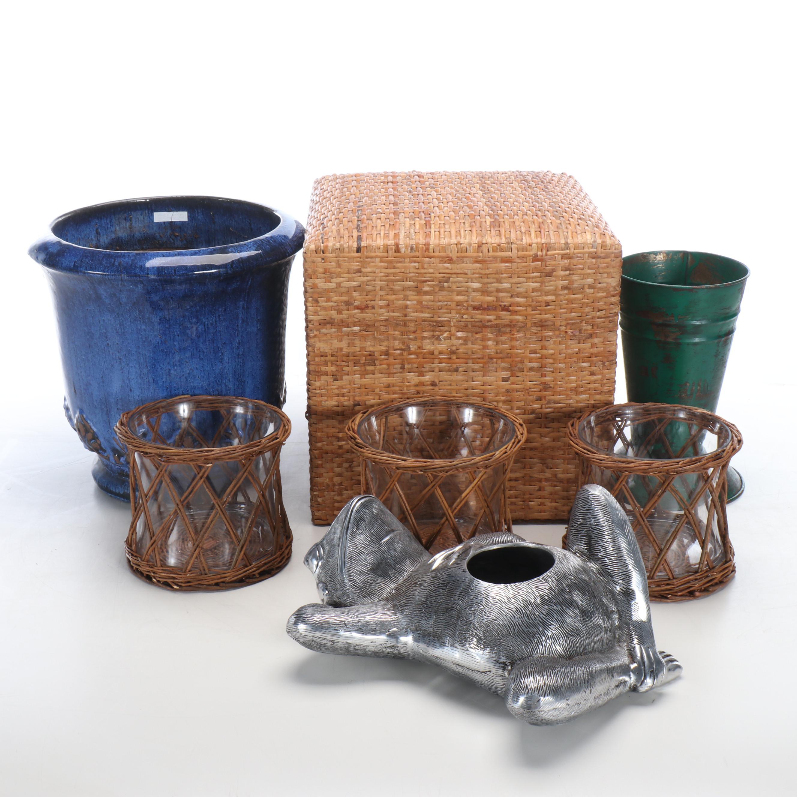 Basket Wrapped Glass Planters with More Yard and Porch Décor