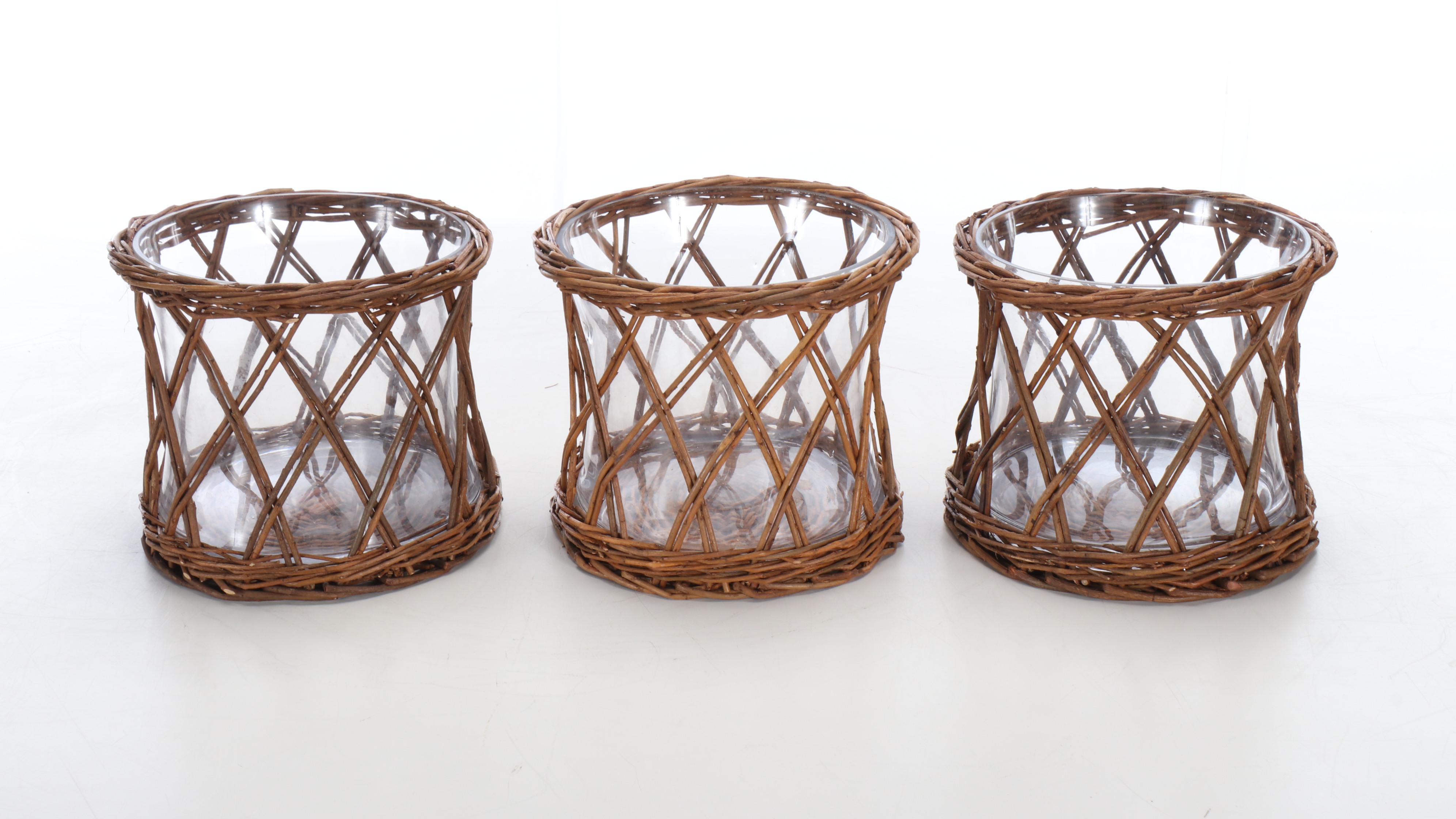 Basket Wrapped Glass Planters with More Yard and Porch Décor