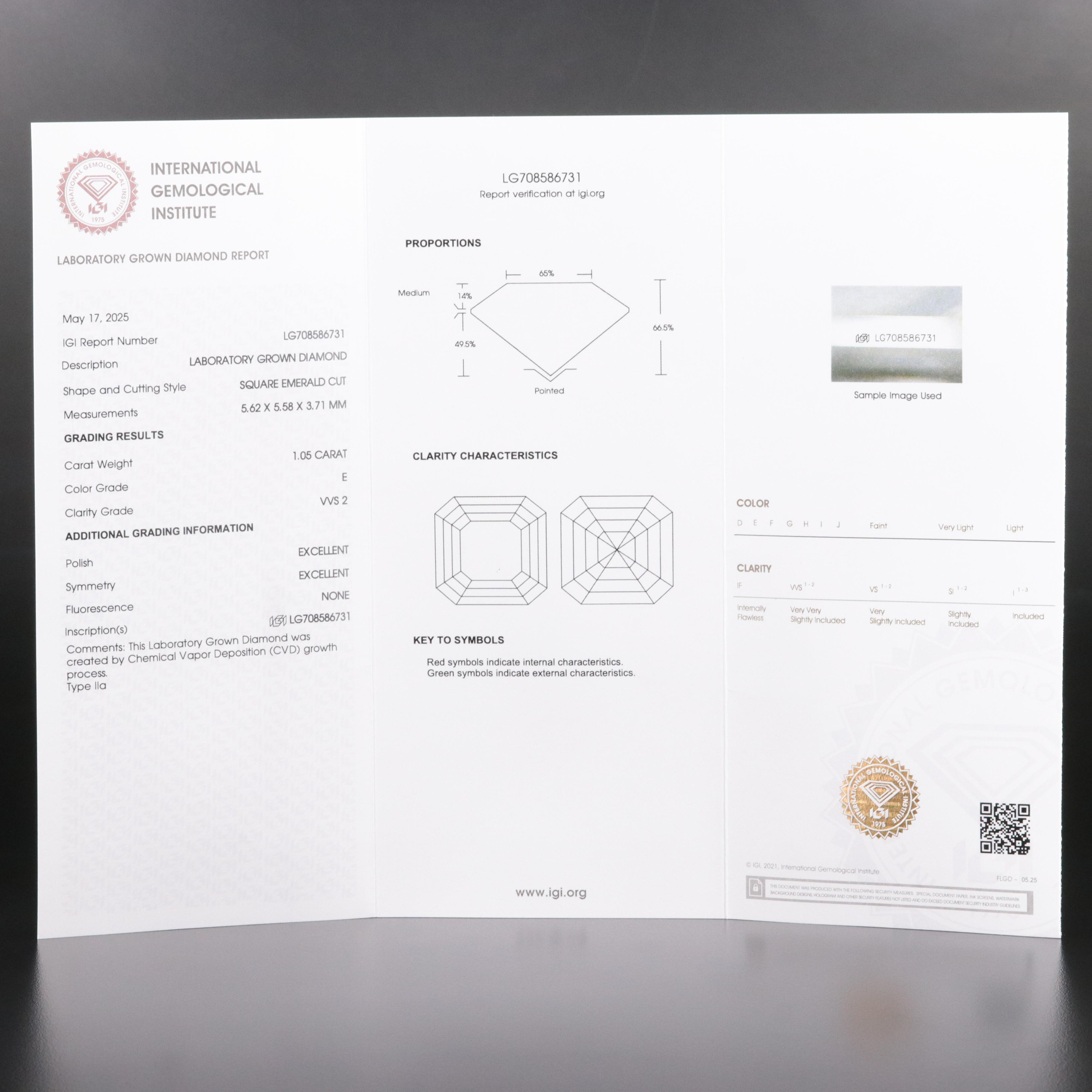 Loose 1.05 CT Lab Grown Diamond with IGI Report