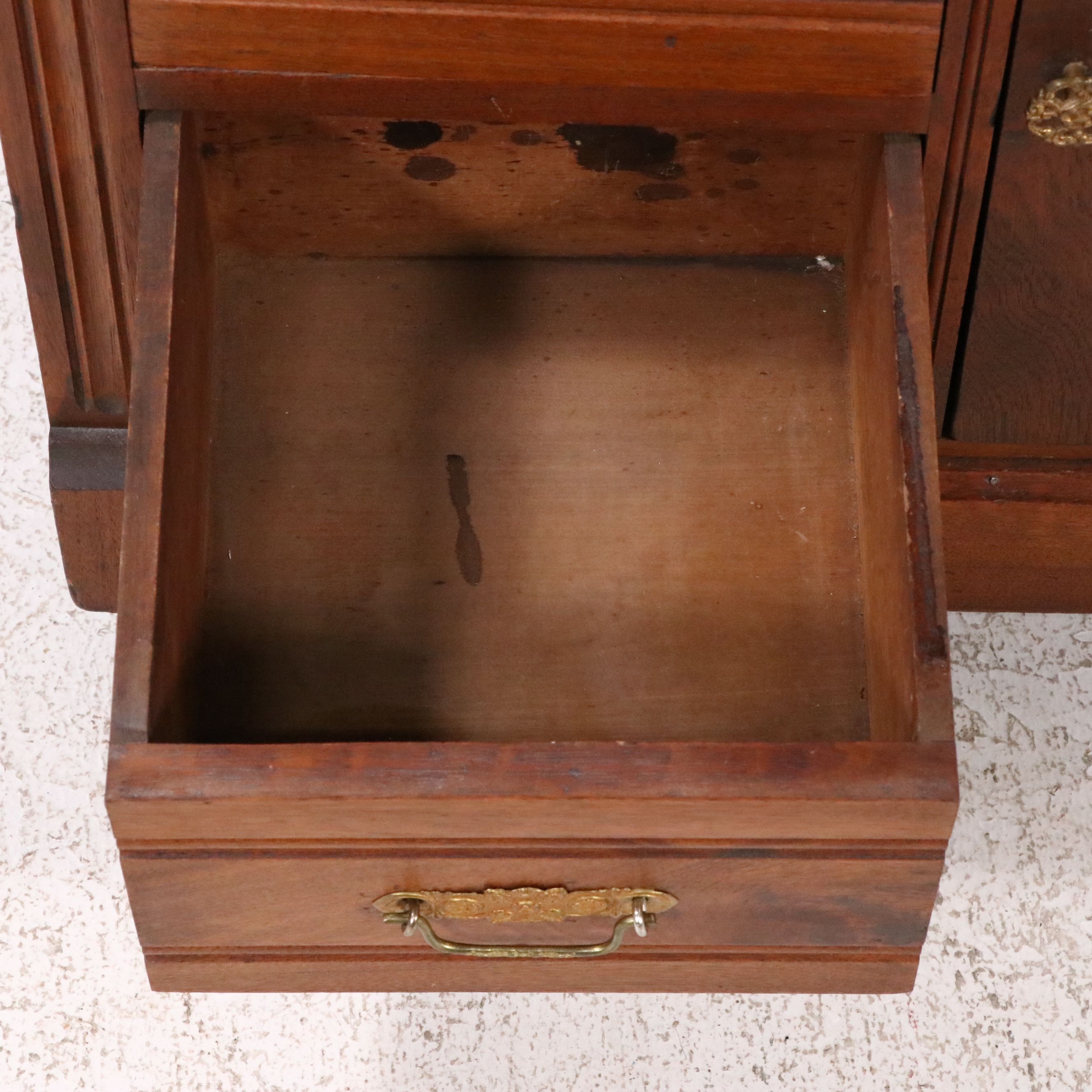 Victorian Marble Top Walnut Washstand, Late 19th/Early 20th Century