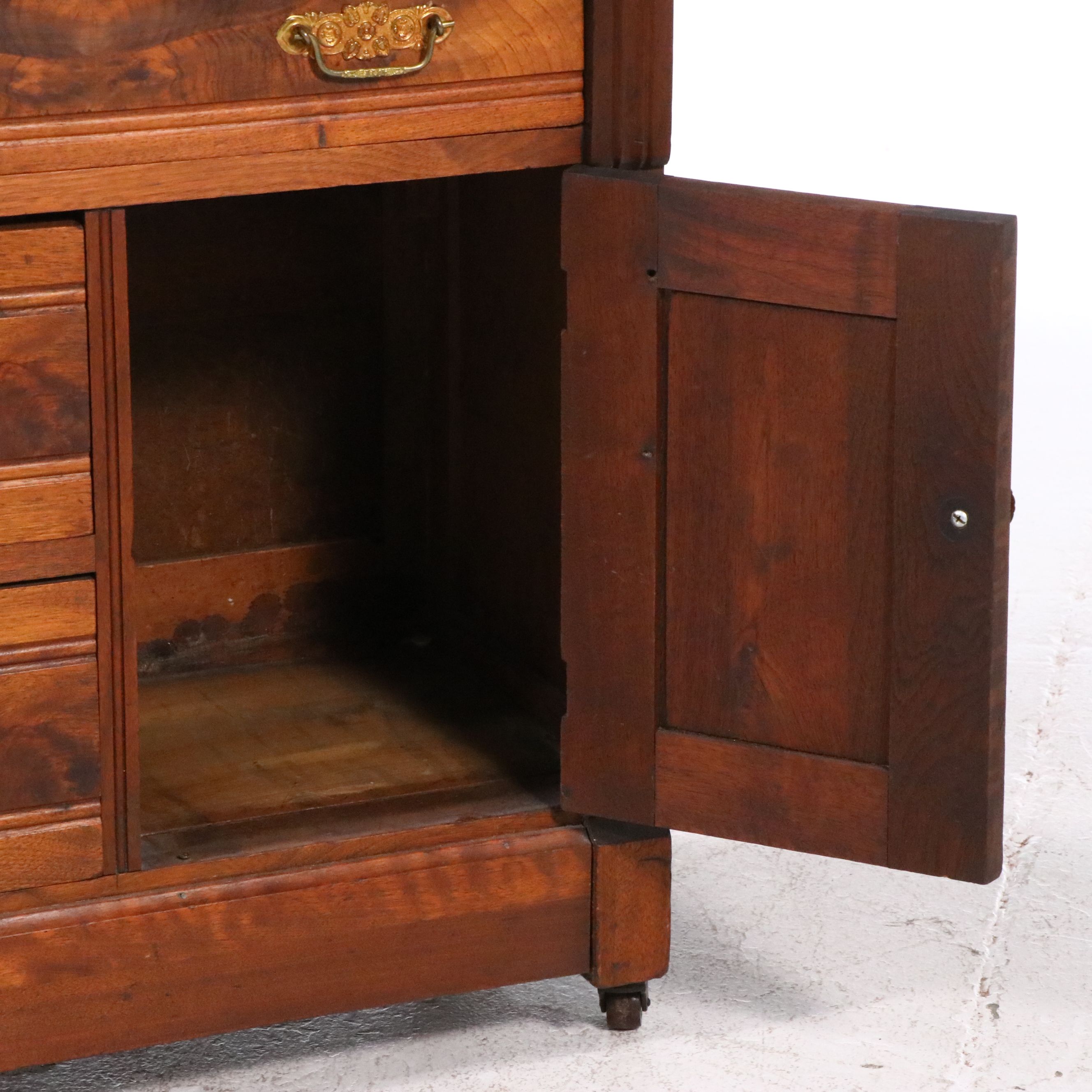 Victorian Marble Top Walnut Washstand, Late 19th/Early 20th Century