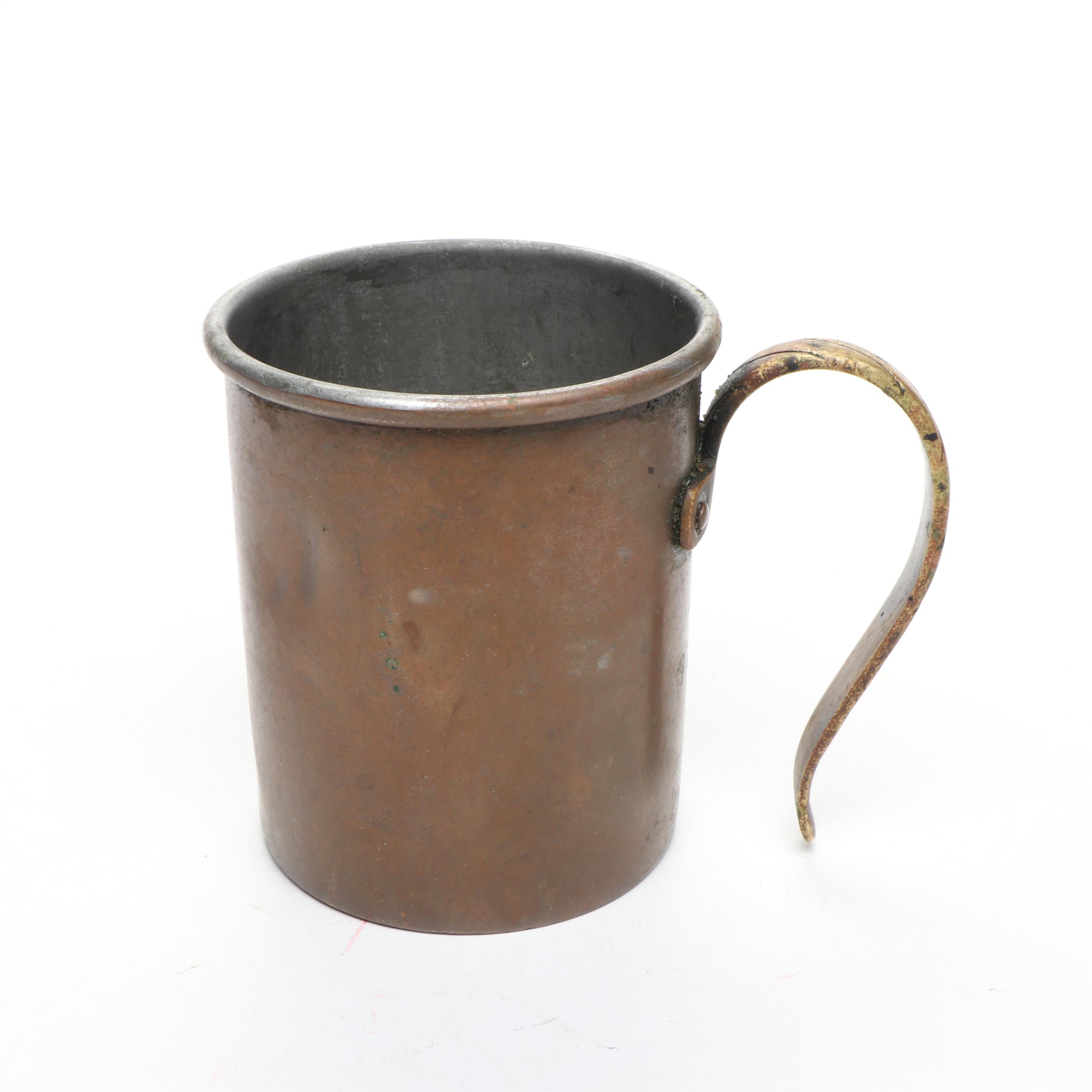Waldow Tin Lined Copper Mug with Other Brass and Copper Decor