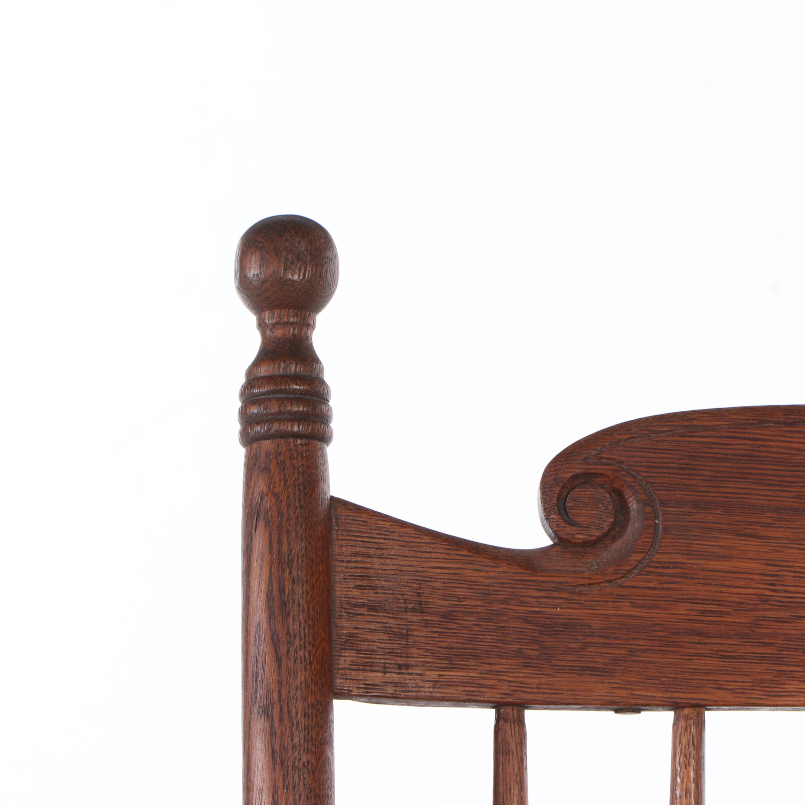 Victorian Press Carved Oak Rocking Chair, Late 19th/Early 20th Century