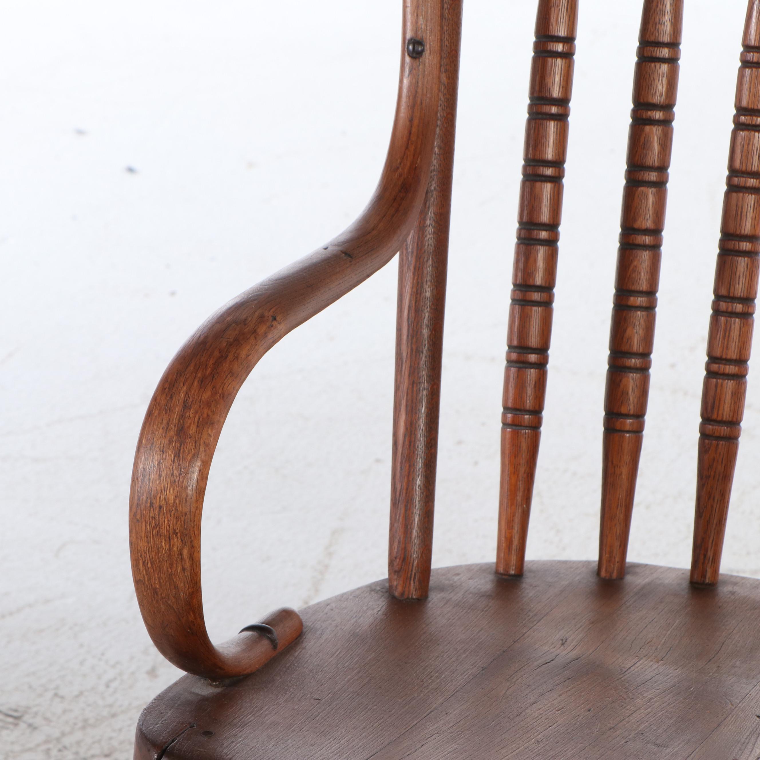 Victorian Press Carved Oak Rocking Chair, Late 19th/Early 20th Century