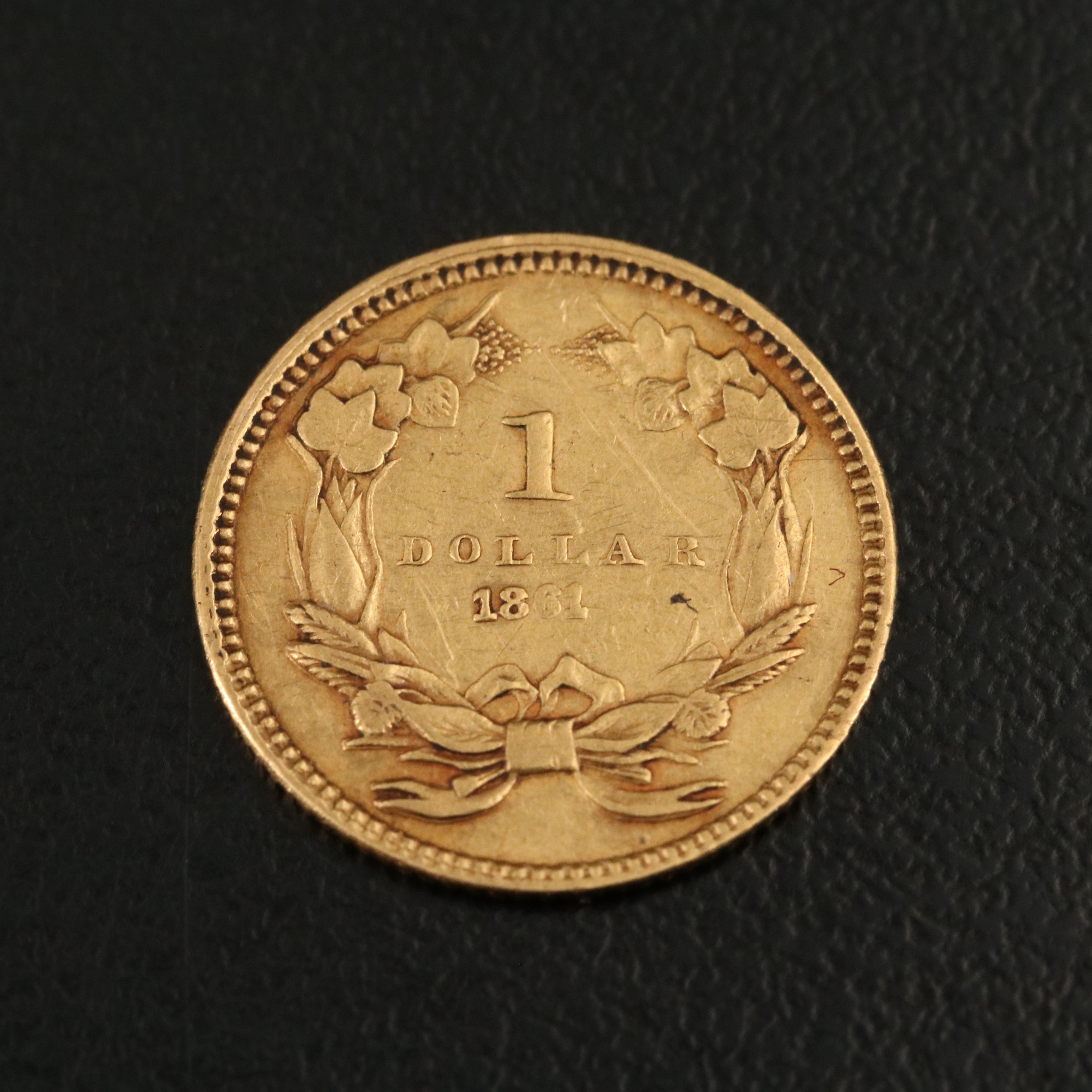 1861 Type III Indian Princess $1 Gold Coin
