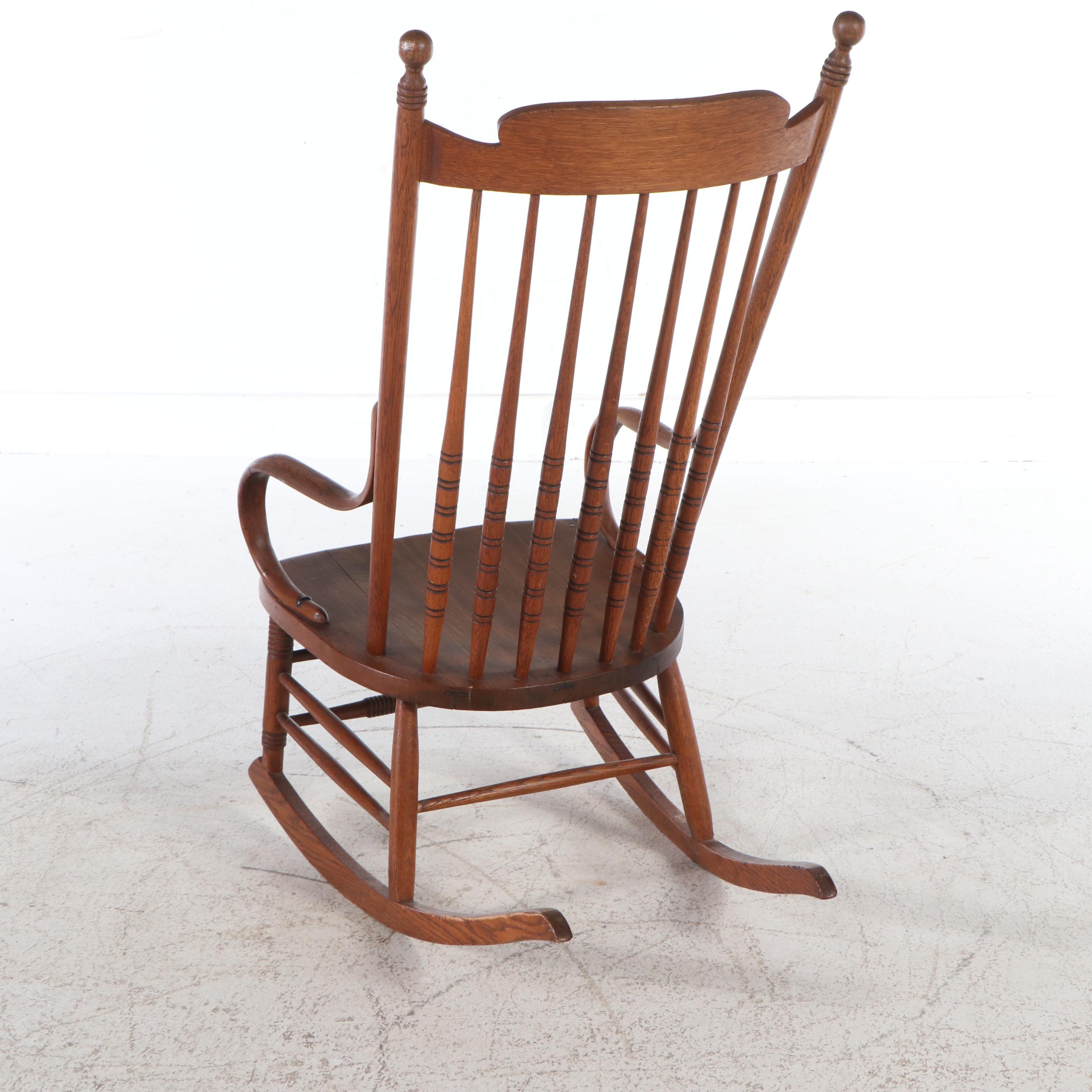 Victorian Press Carved Oak Rocking Chair, Late 19th/Early 20th Century