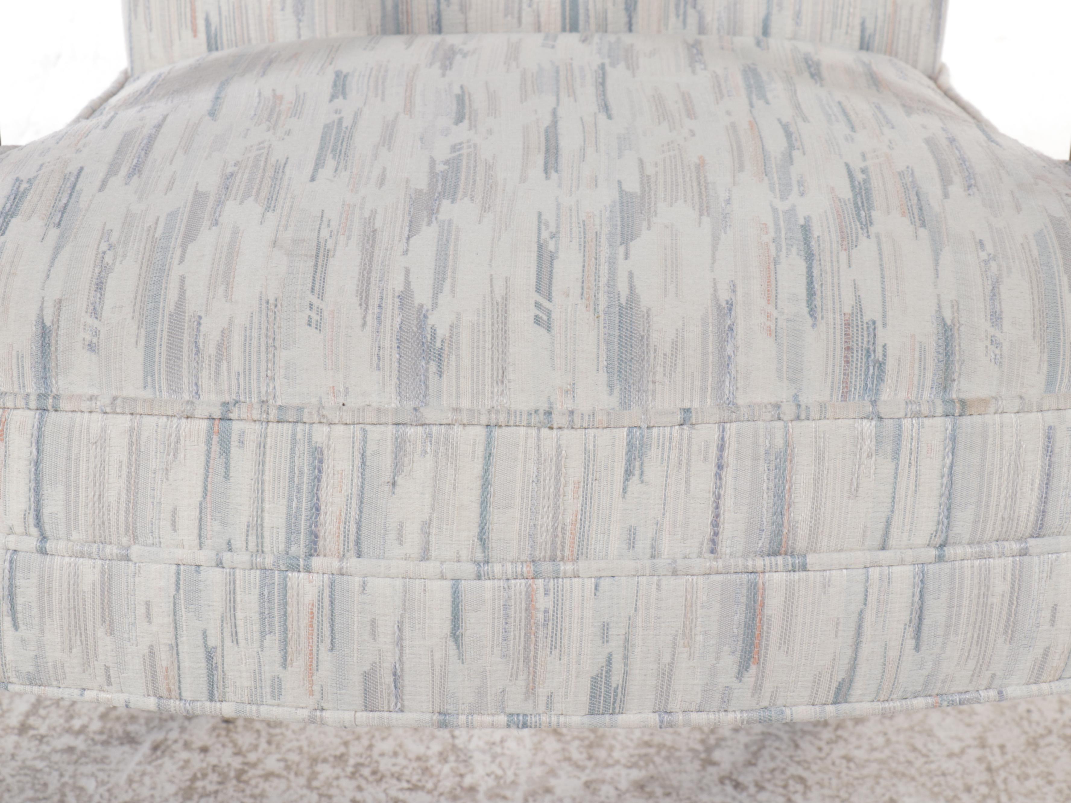 Queen Anne Style Fabric Upholstered Mahogany Armchair, Late 20th Century