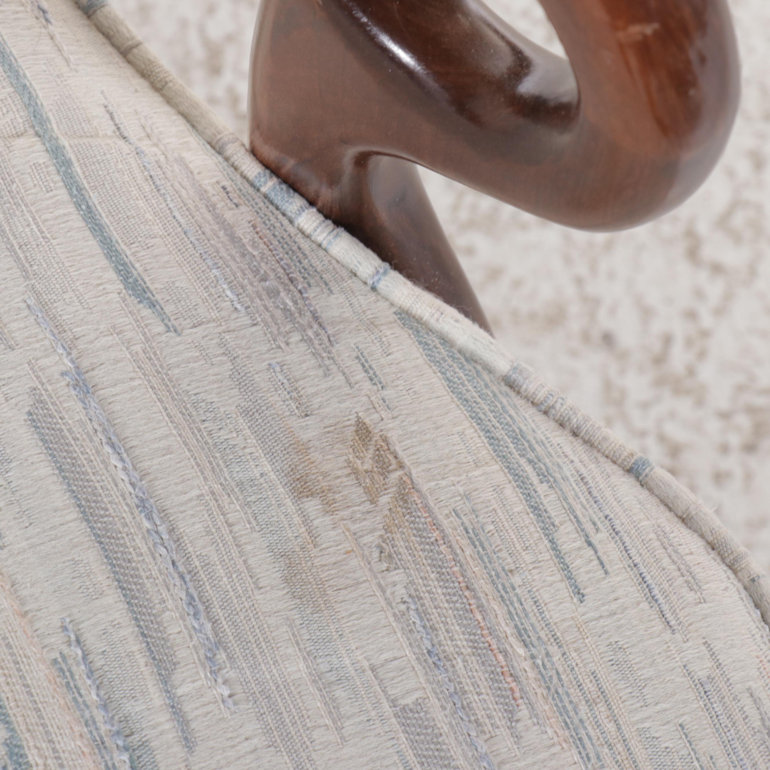 Queen Anne Style Fabric Upholstered Mahogany Armchair, Late 20th Century