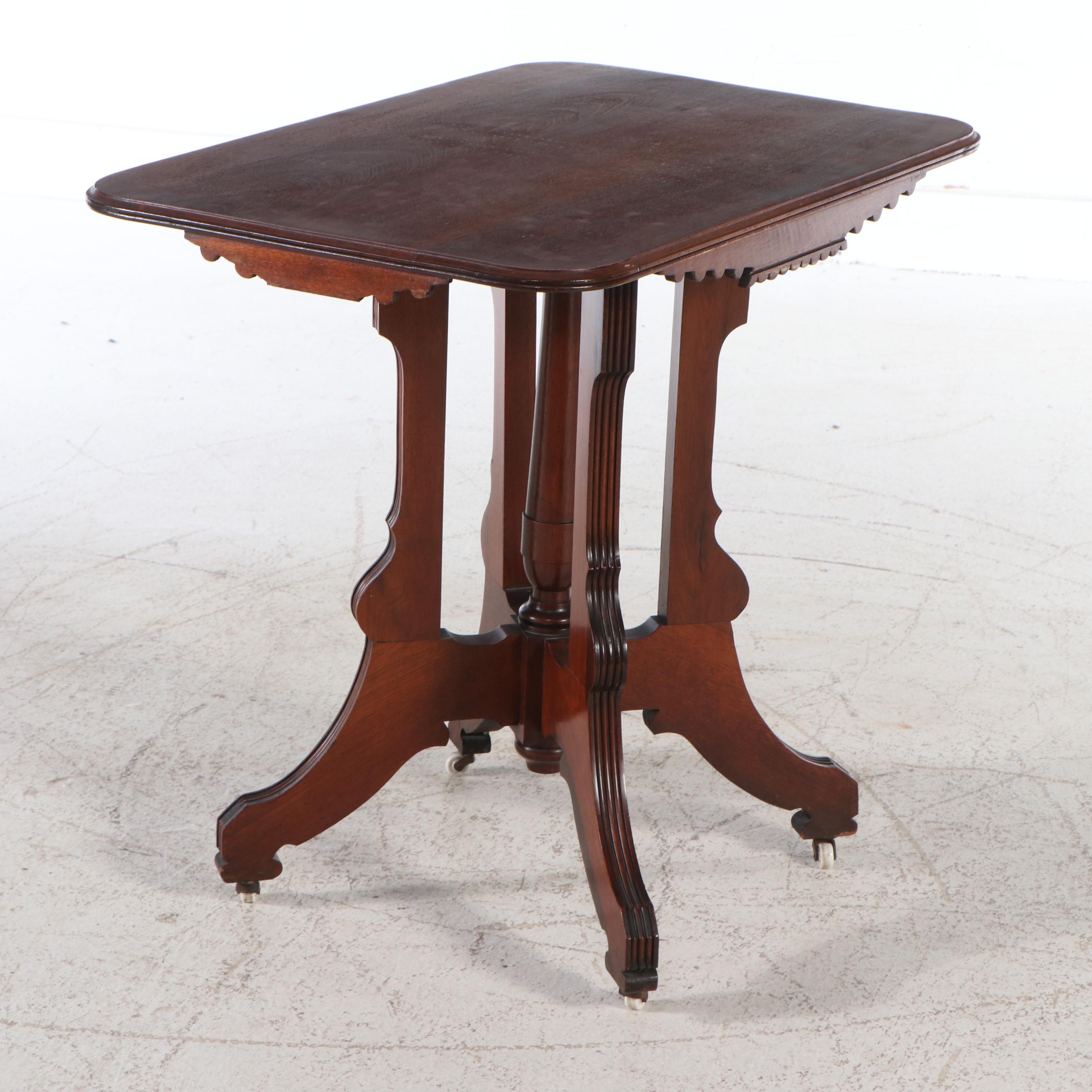 Victorian Eastlake Walnut Parlor Table, Late 19th/Early 20th Century