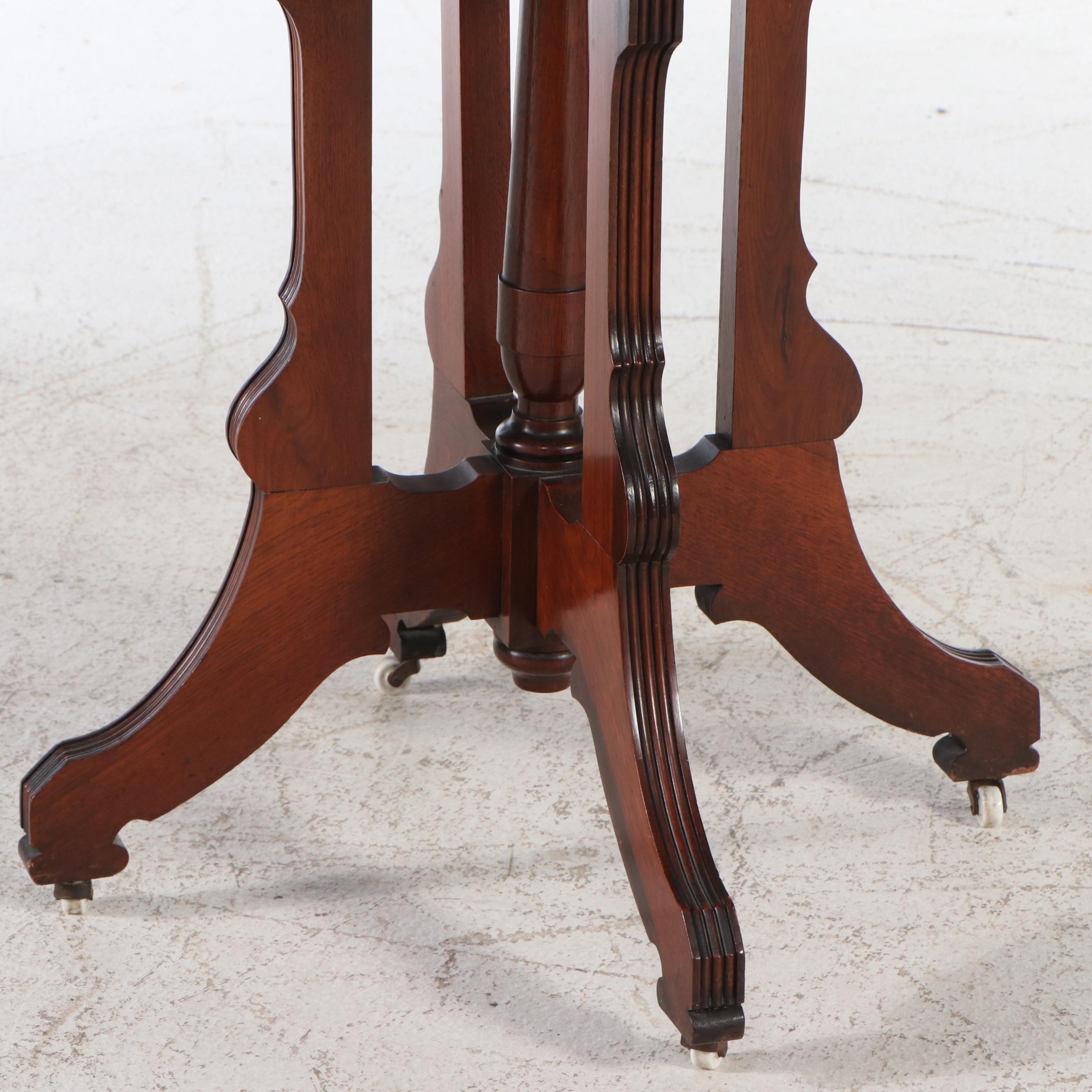 Victorian Eastlake Walnut Parlor Table, Late 19th/Early 20th Century