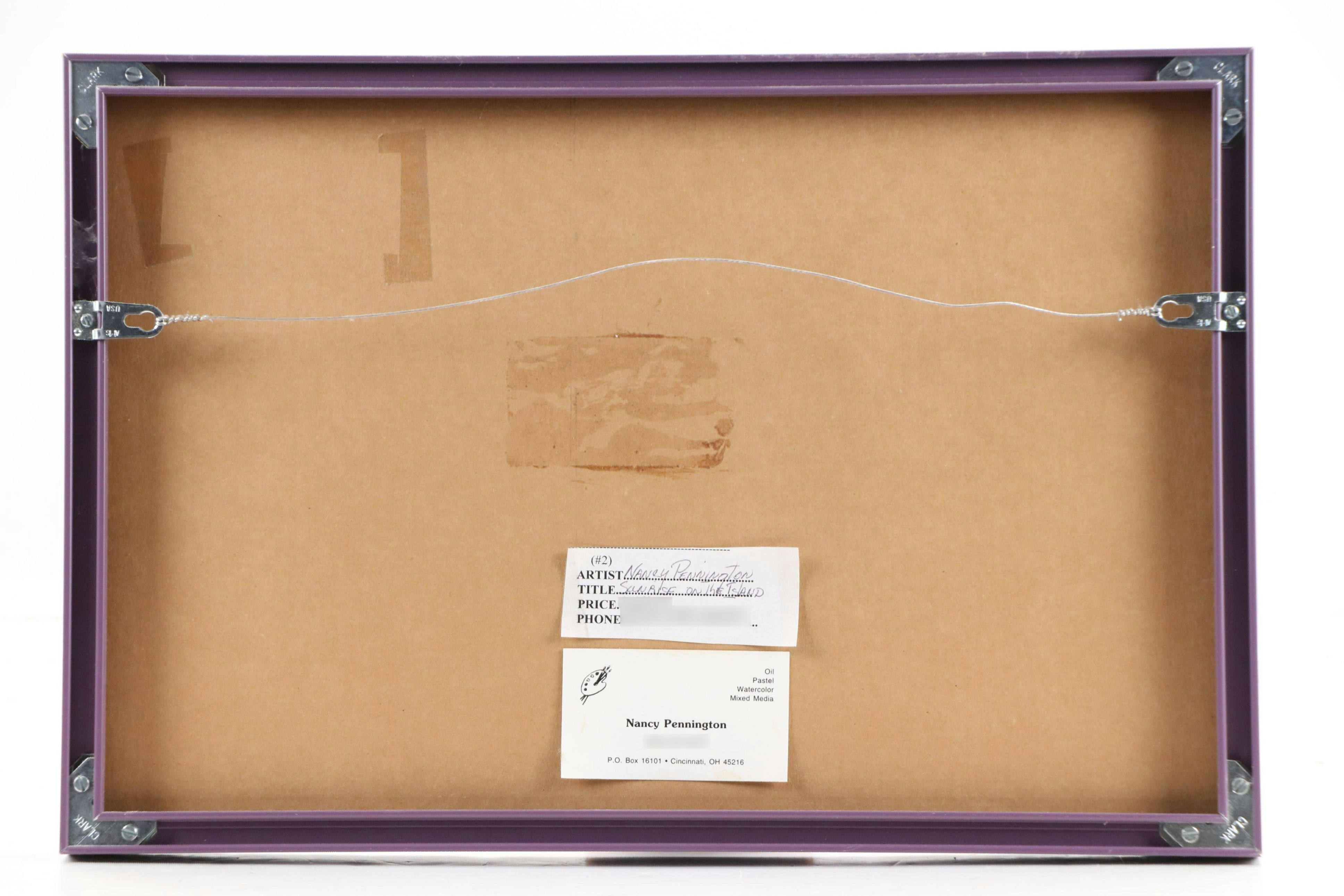 Nancy Pennington Watercolor Painting "Sunrise on the Island," Late 20th Century