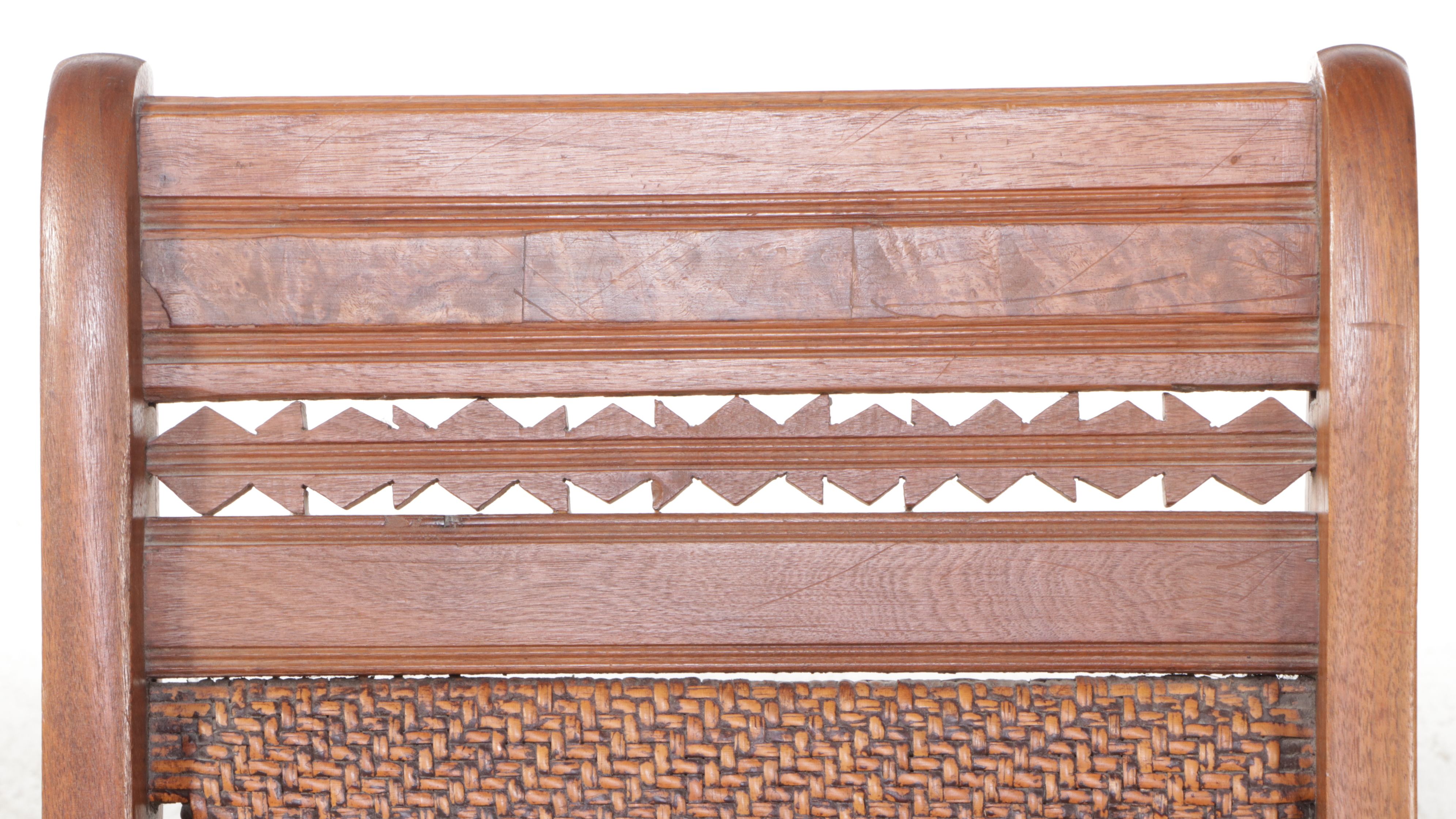 Victorian East Lake Rattan and Carved Walnut Rocking Chair