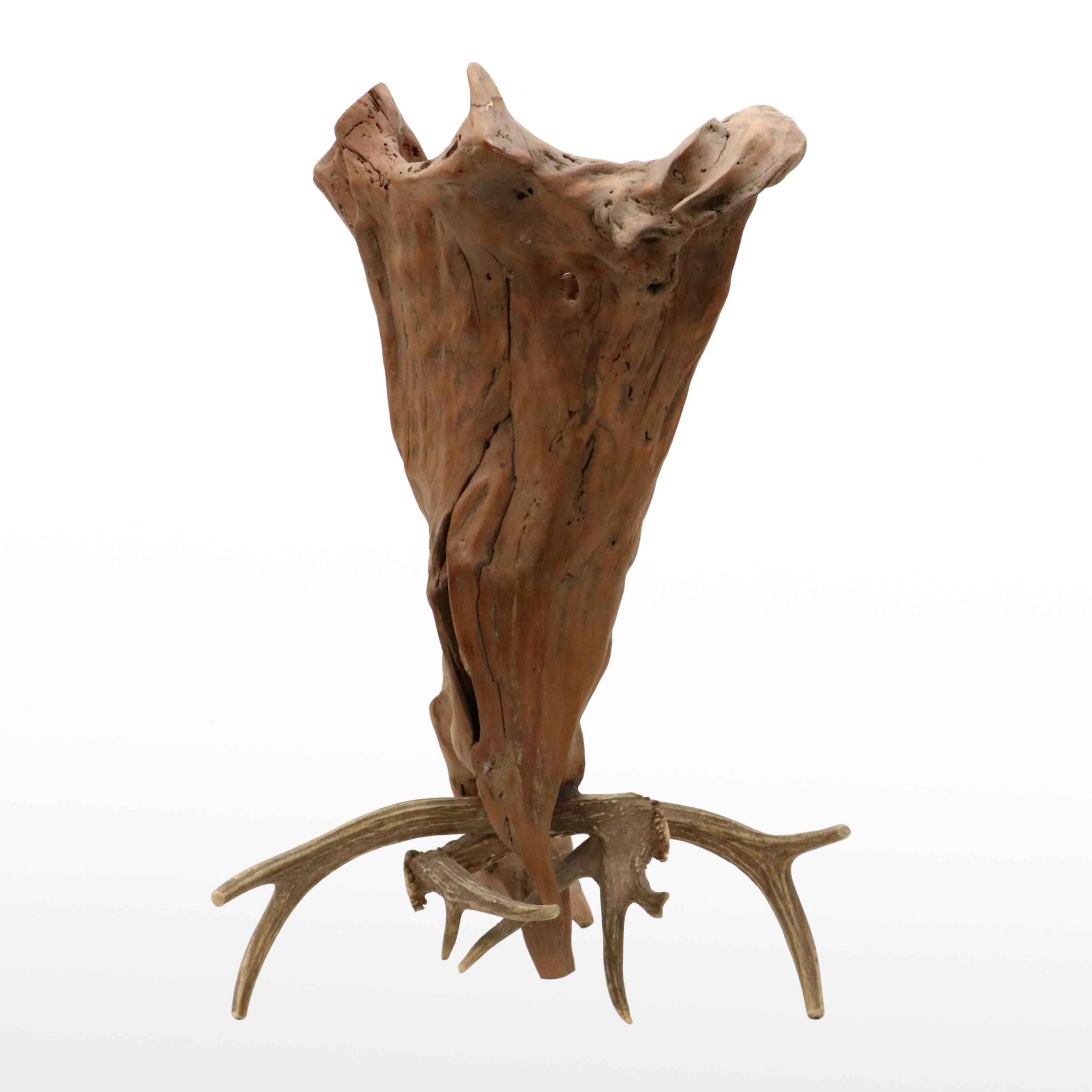 Robert Beaven Organic Found Cedar Wood and Antler Sculpture