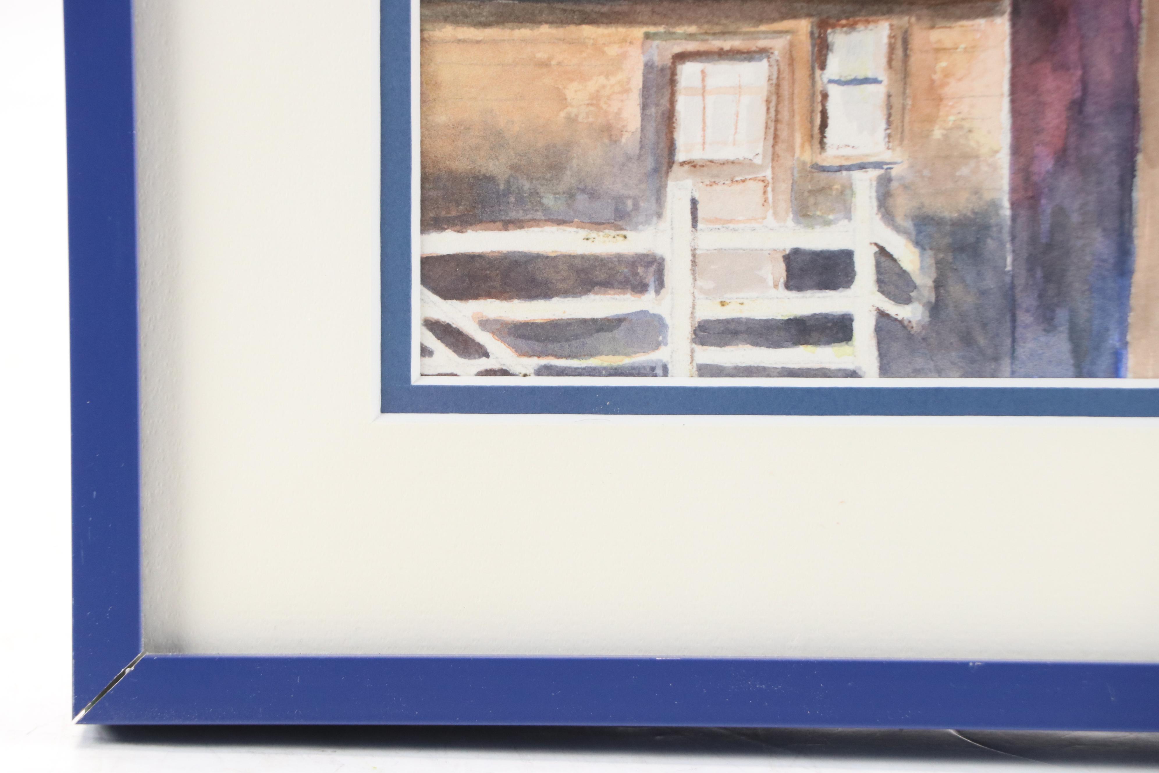 Marge Johnson Modernist Watercolor Painting "Cityscape," Late 20th Century