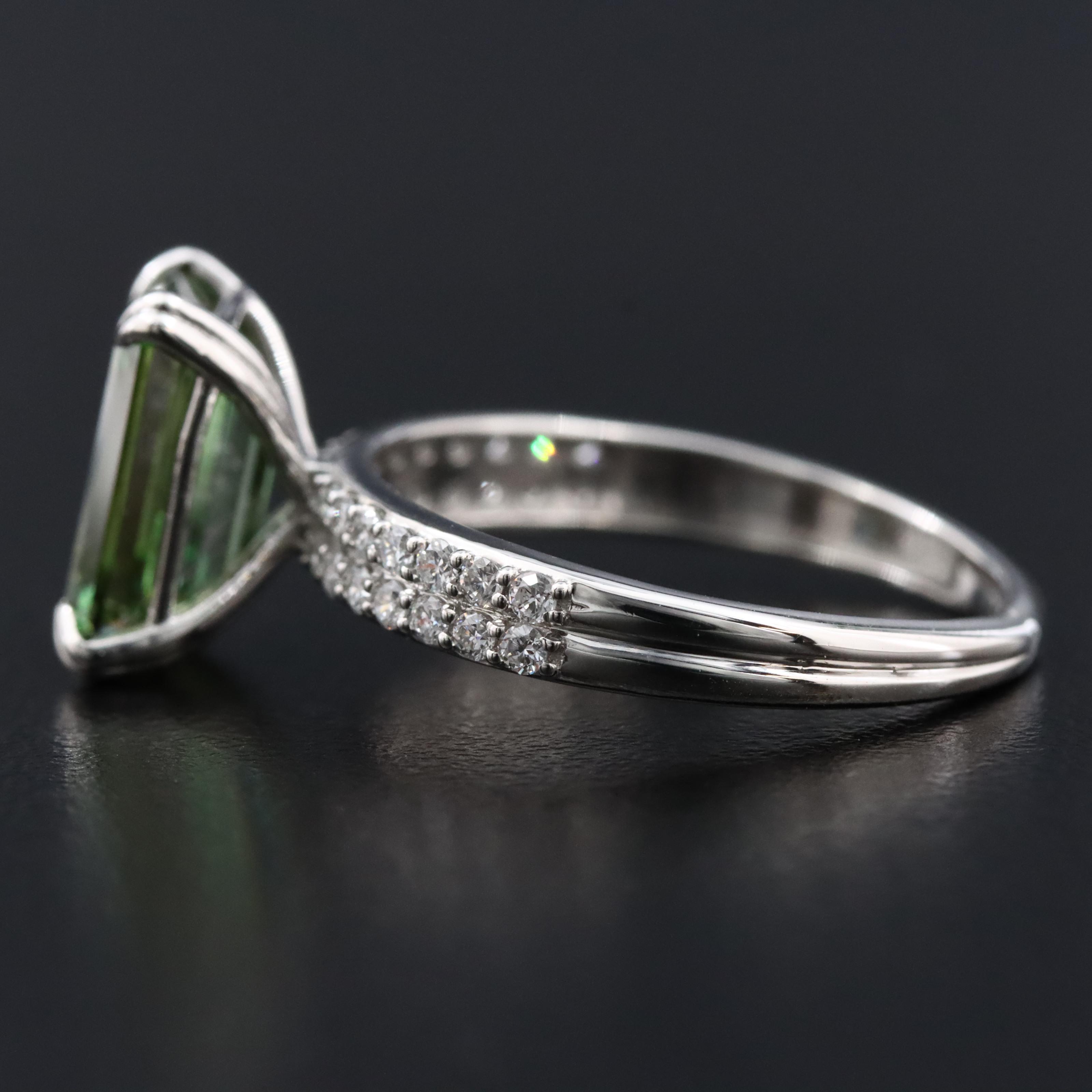 Platinum 3.33 CTW Lab Grown Diamond Ring with Fancy Green Center and IGI Report