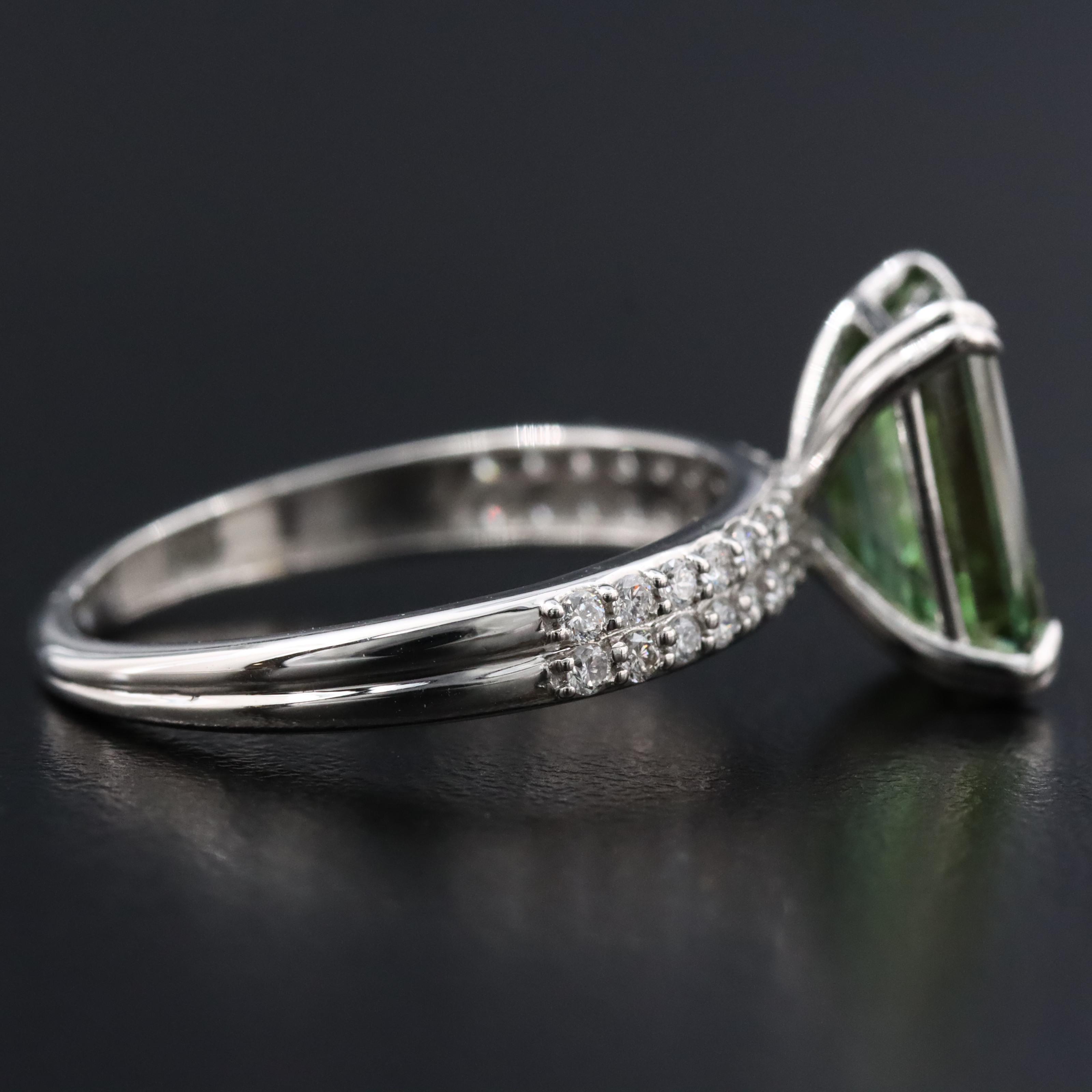 Platinum 3.33 CTW Lab Grown Diamond Ring with Fancy Green Center and IGI Report