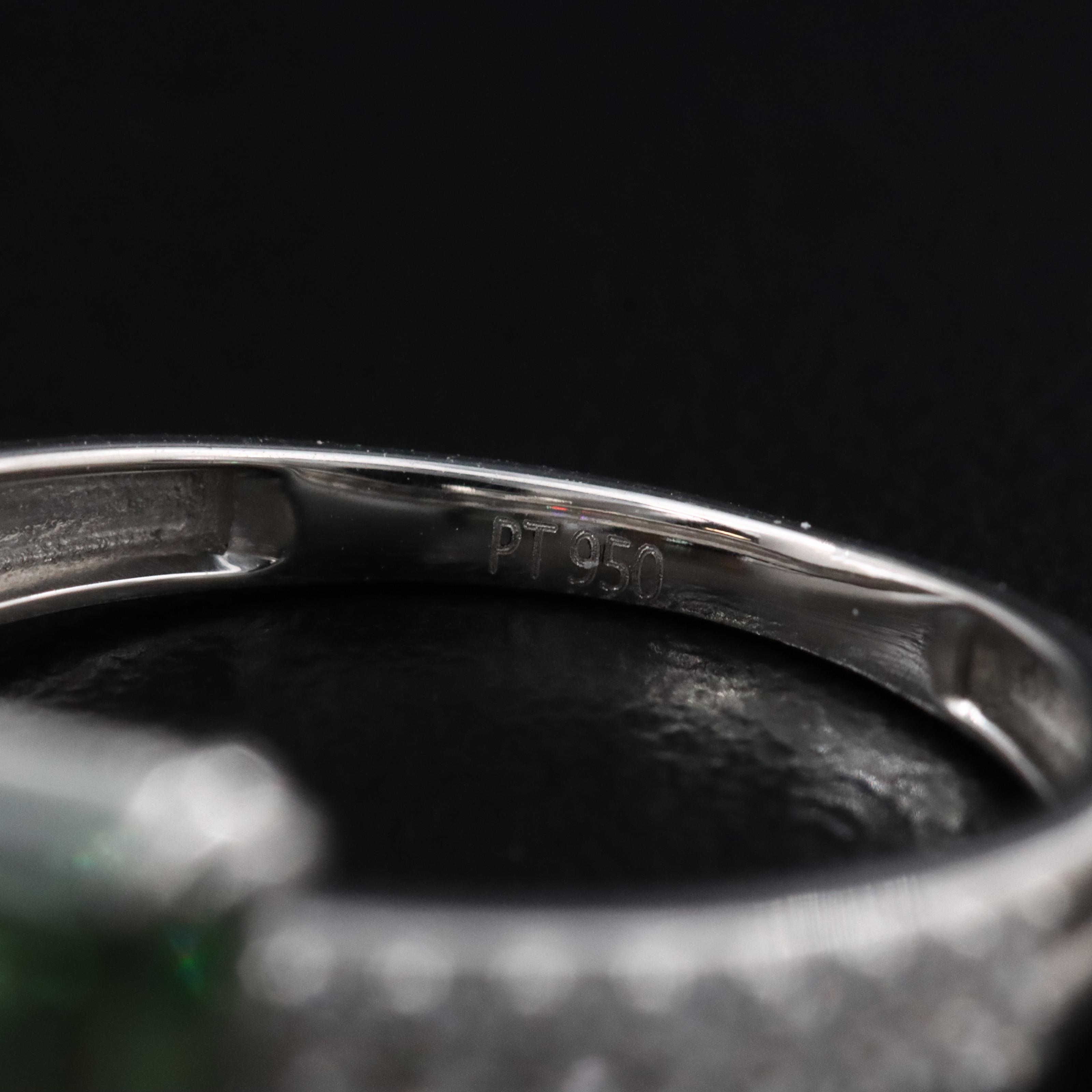 Platinum 3.33 CTW Lab Grown Diamond Ring with Fancy Green Center and IGI Report