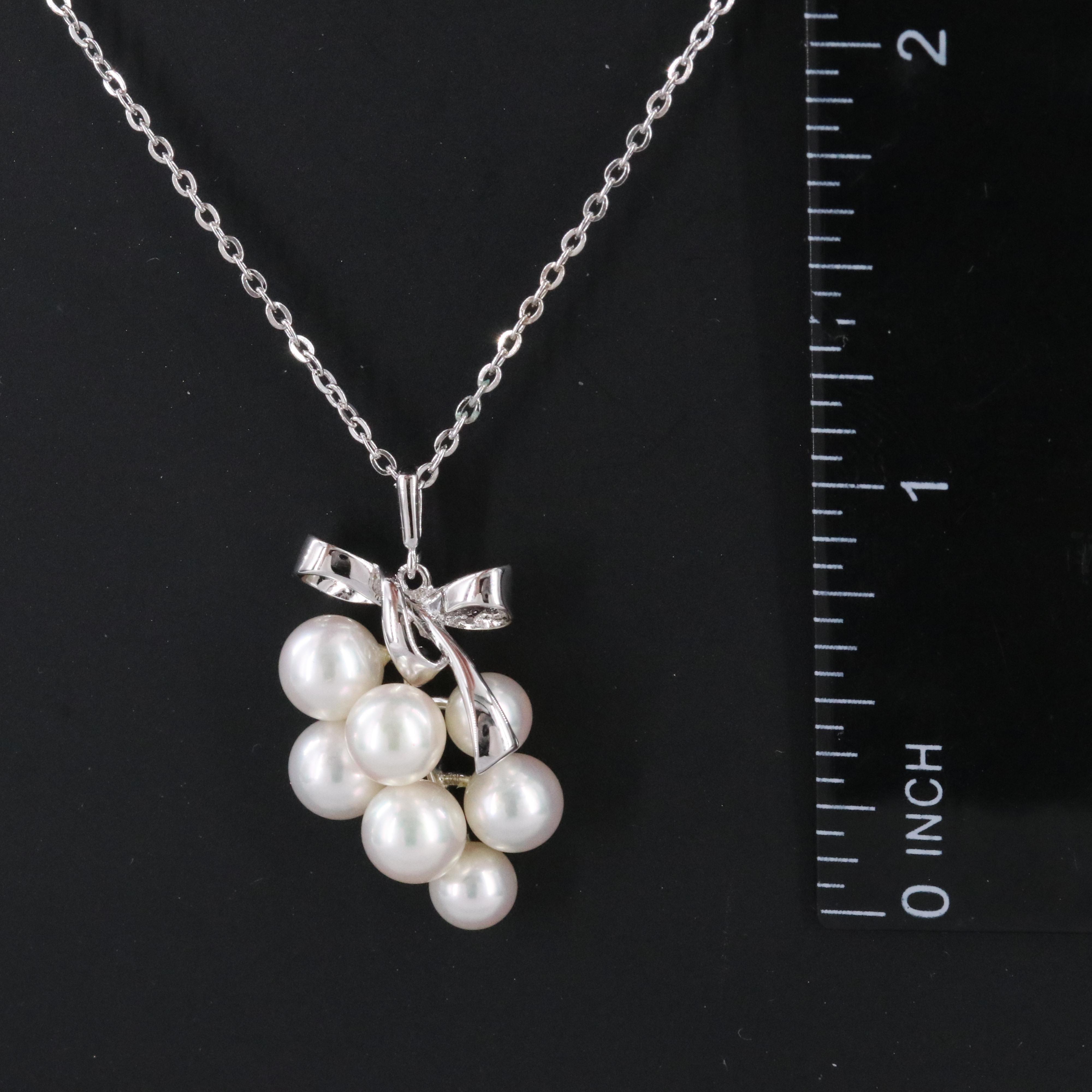 Mikimoto Sterling Pearl Grape Cluster Pendant Necklace