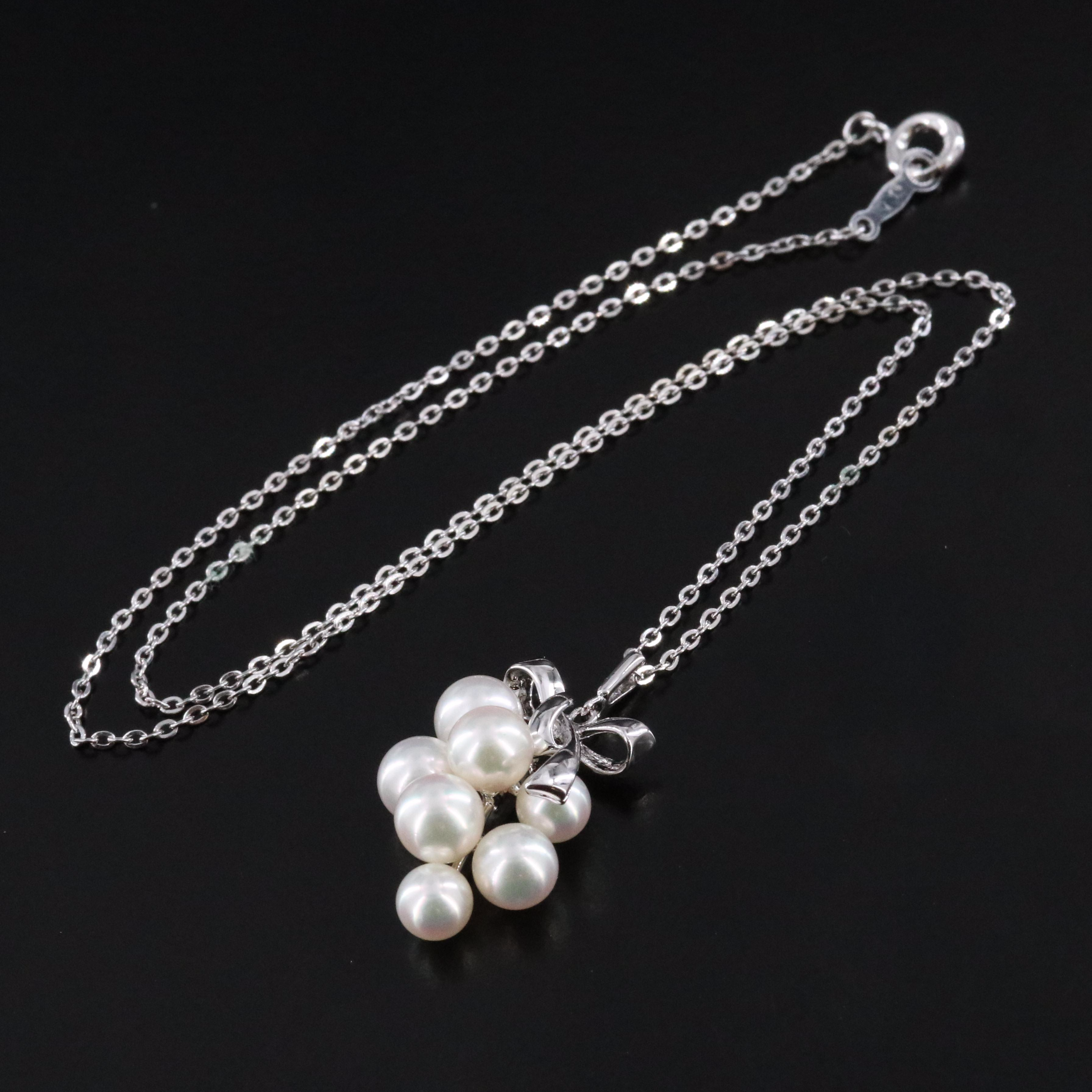 Mikimoto Sterling Pearl Grape Cluster Pendant Necklace