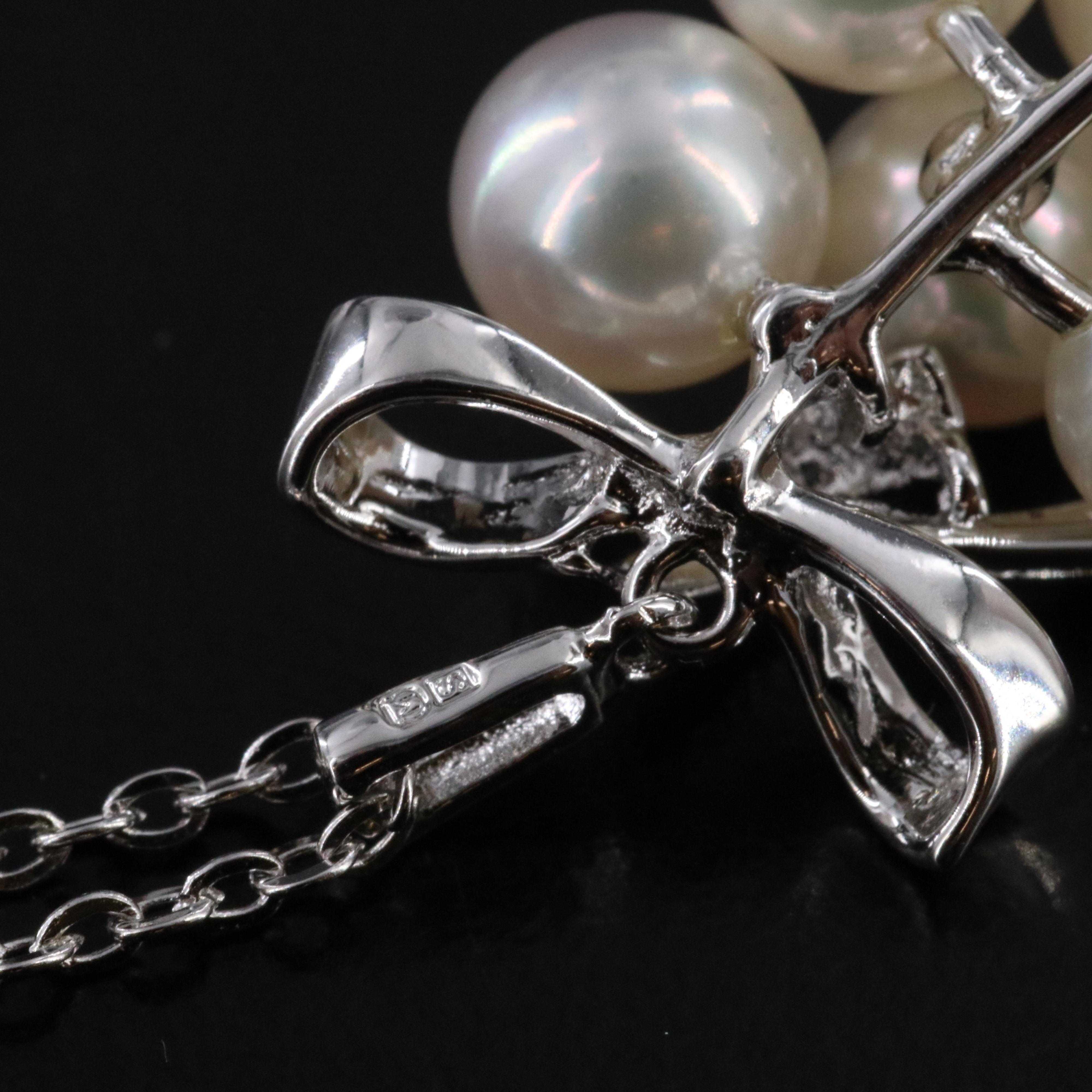 Mikimoto Sterling Pearl Grape Cluster Pendant Necklace