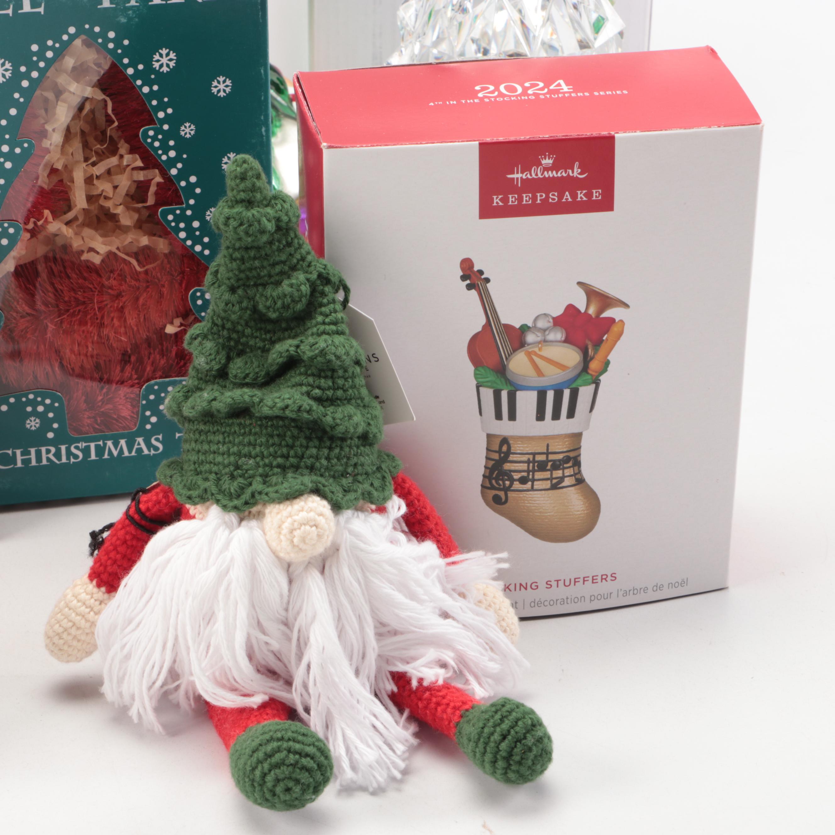 Glass and Light Up Table Top Christmas Trees with Other Holiday Home Décor