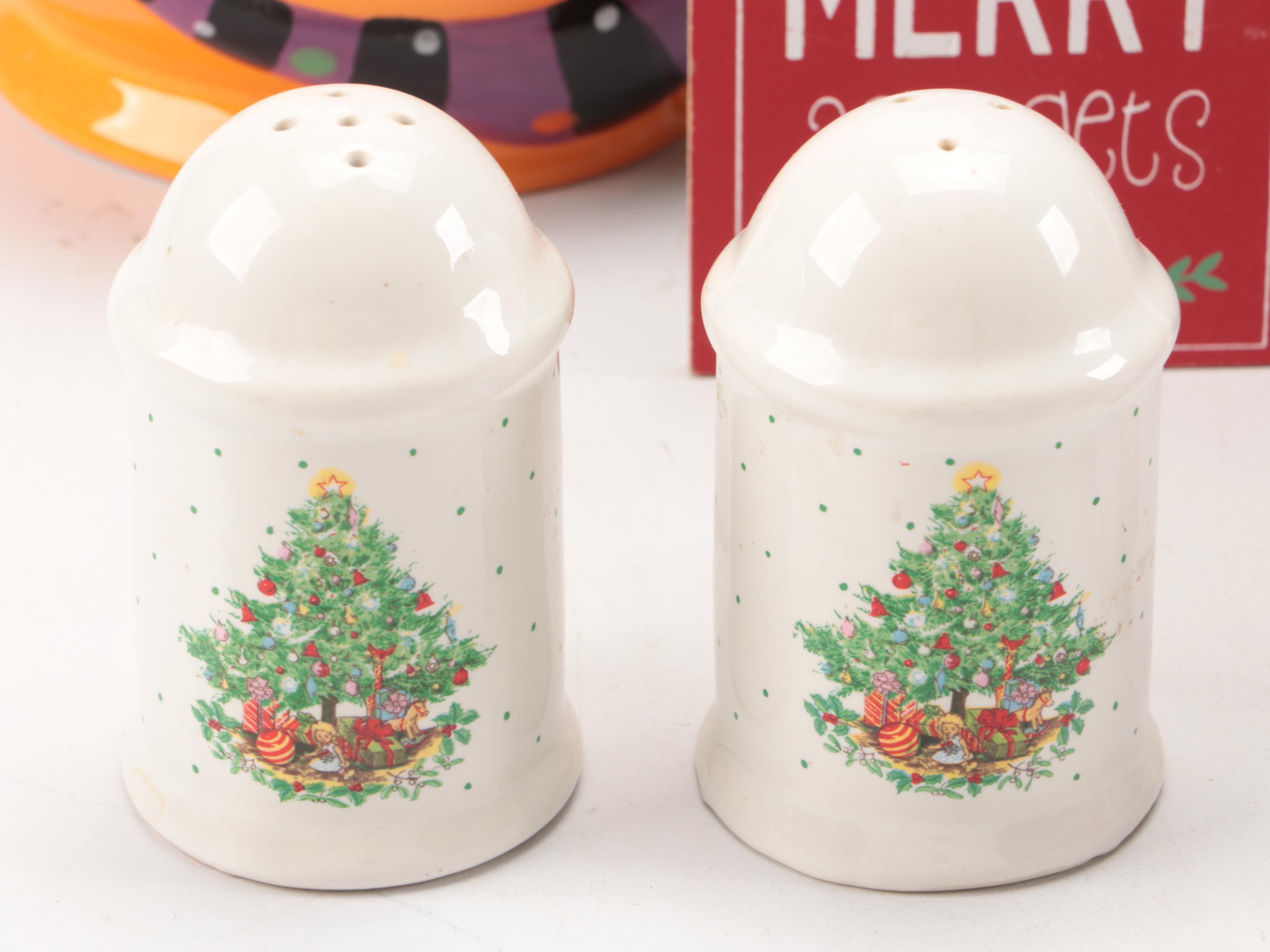 Glass and Light Up Table Top Christmas Trees with Other Holiday Home Décor