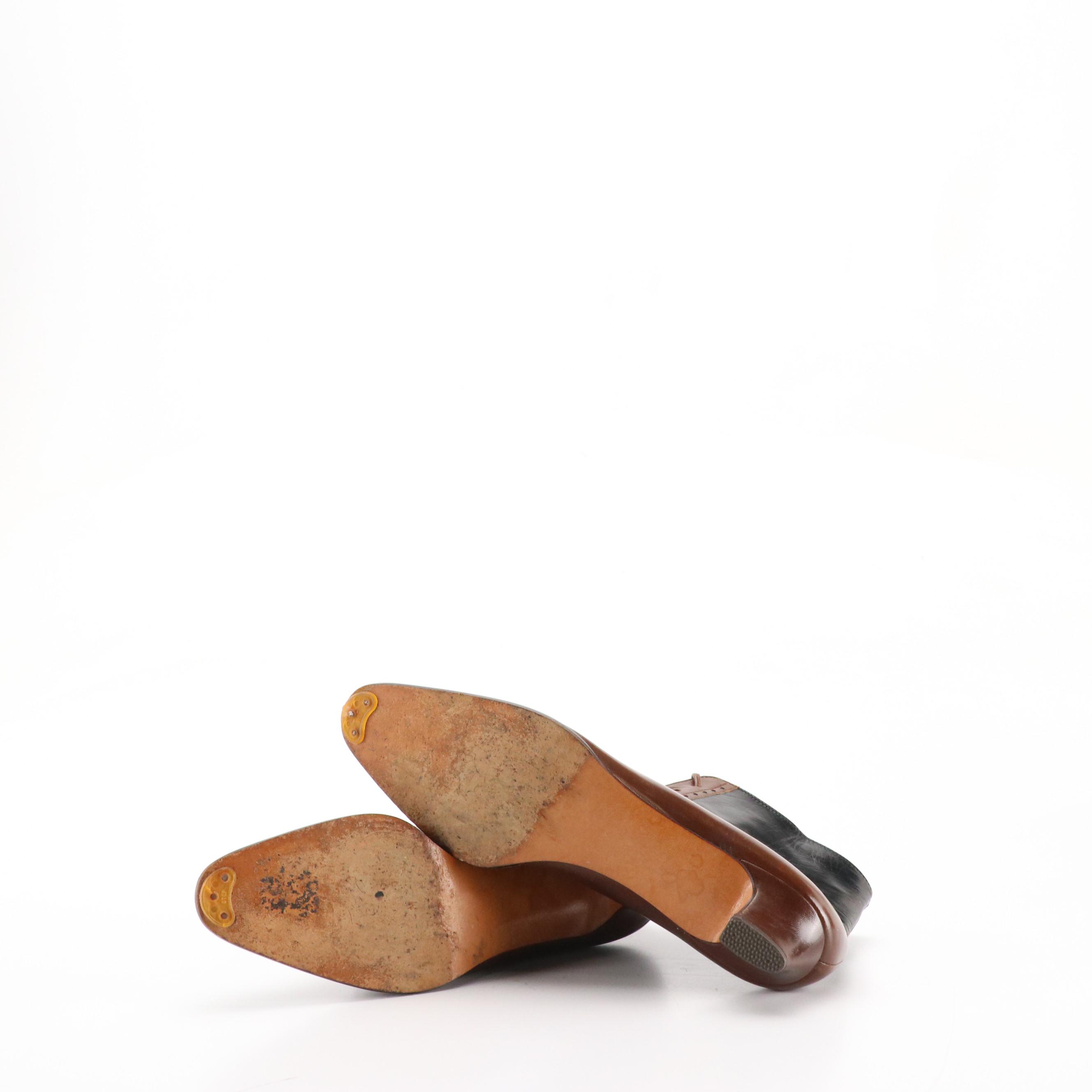 Anne Klein Black Leather Pointed-Toe and Perry Ellis Lace-Up Ankle Booties