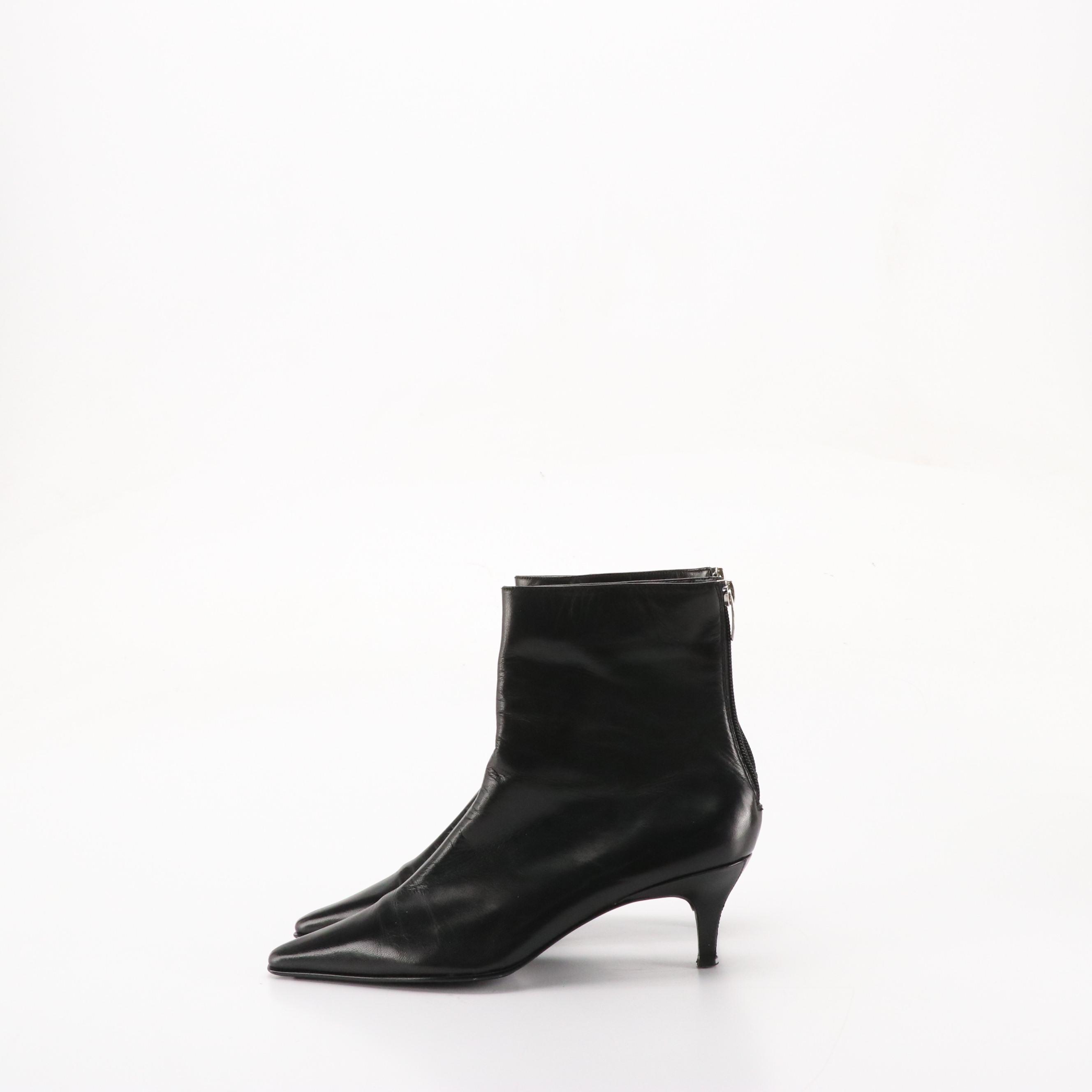 Anne Klein Black Leather Pointed-Toe and Perry Ellis Lace-Up Ankle Booties