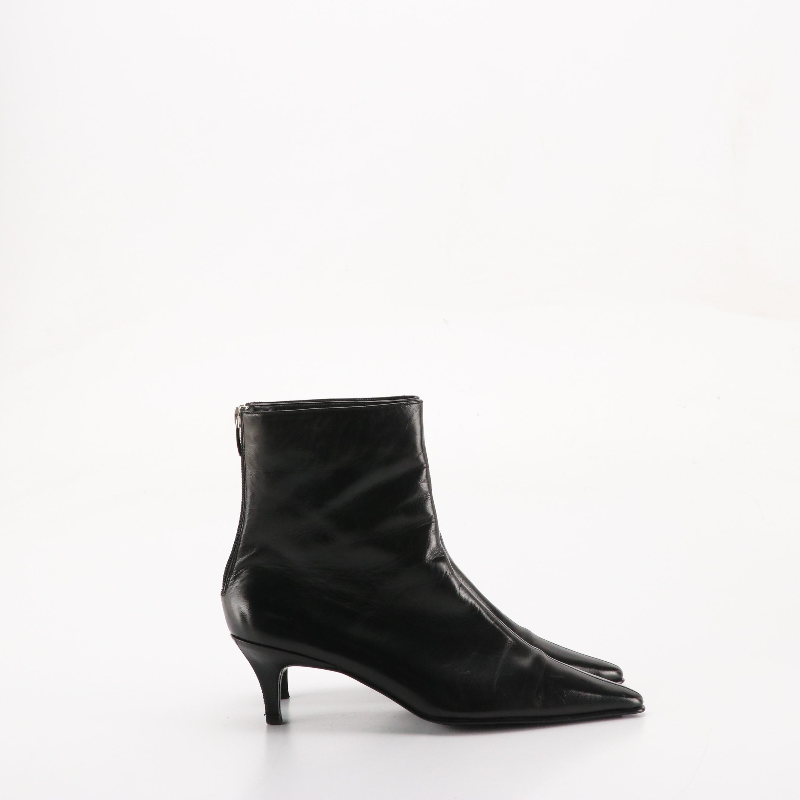 Anne Klein Black Leather Pointed-Toe and Perry Ellis Lace-Up Ankle Booties