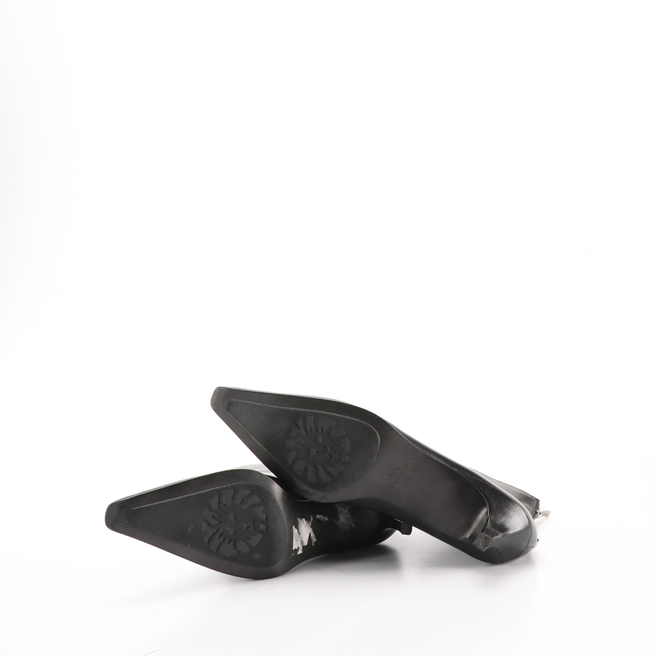 Anne Klein Black Leather Pointed-Toe and Perry Ellis Lace-Up Ankle Booties