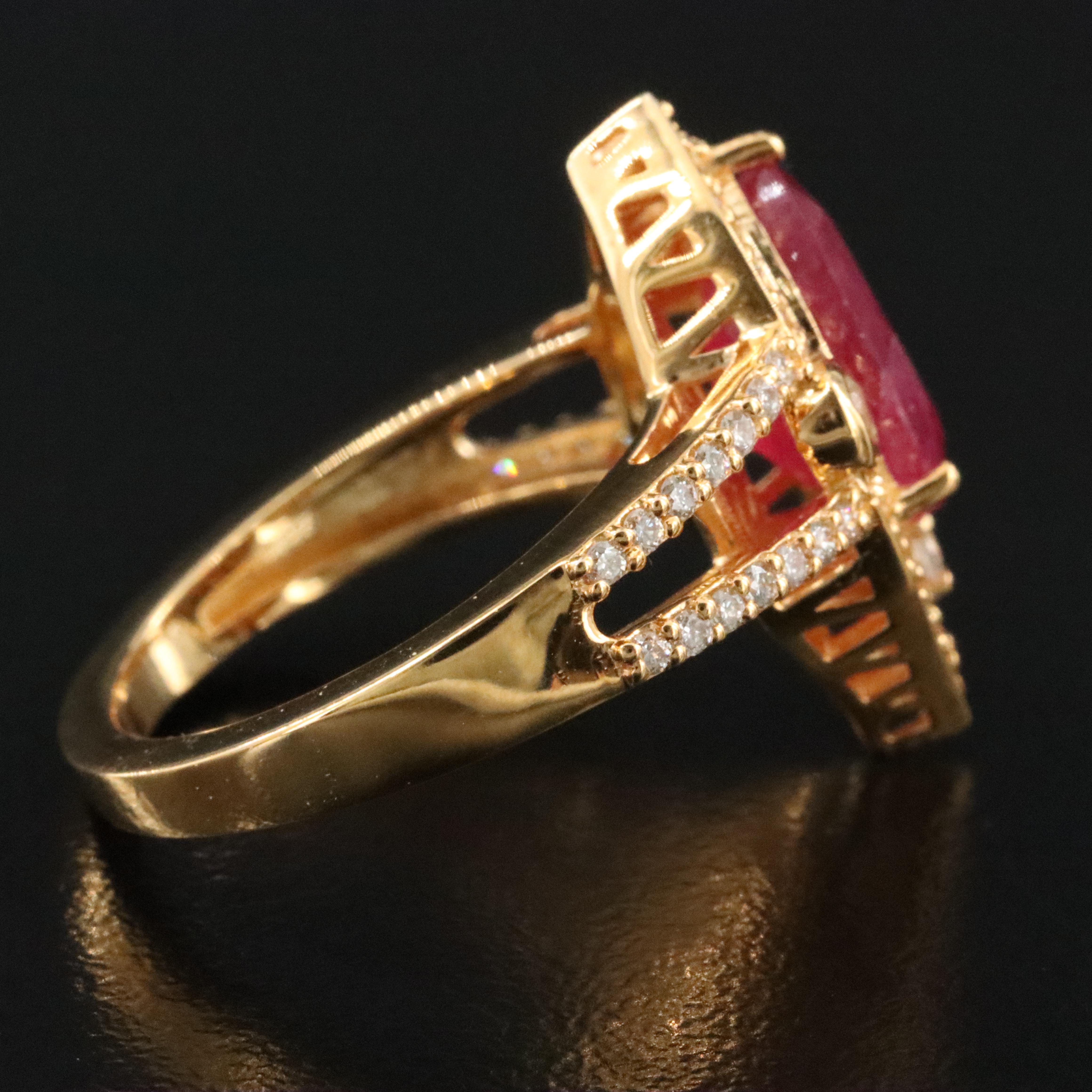 14K 3.27 CT Ruby, White Sapphire and Diamond Ring with IGI Jewelry Report